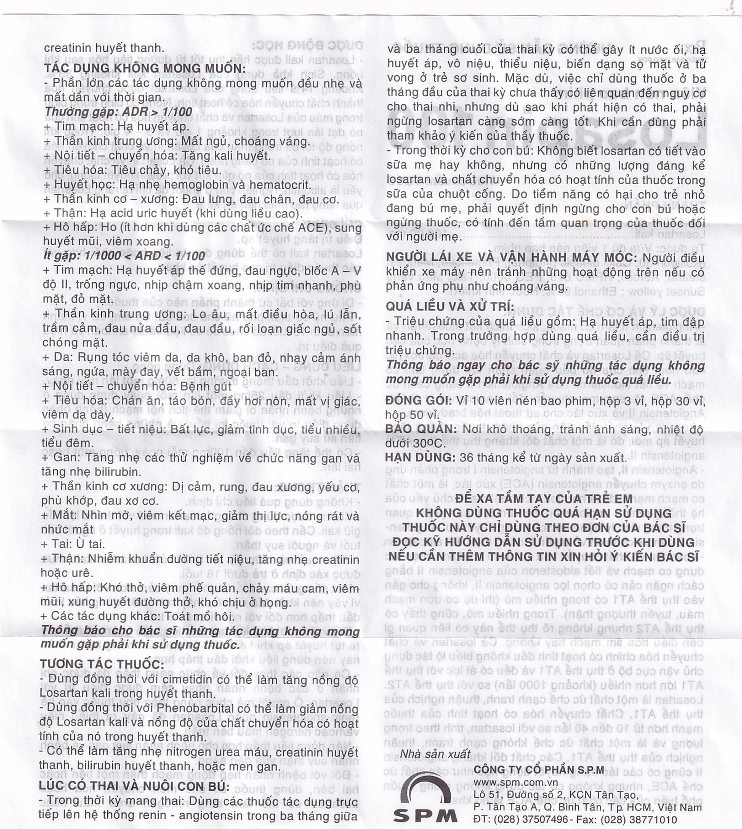 Thuốc Losapin 100mg SPM điều trị tăng huyết áp (3 vỉ x 10 viên)