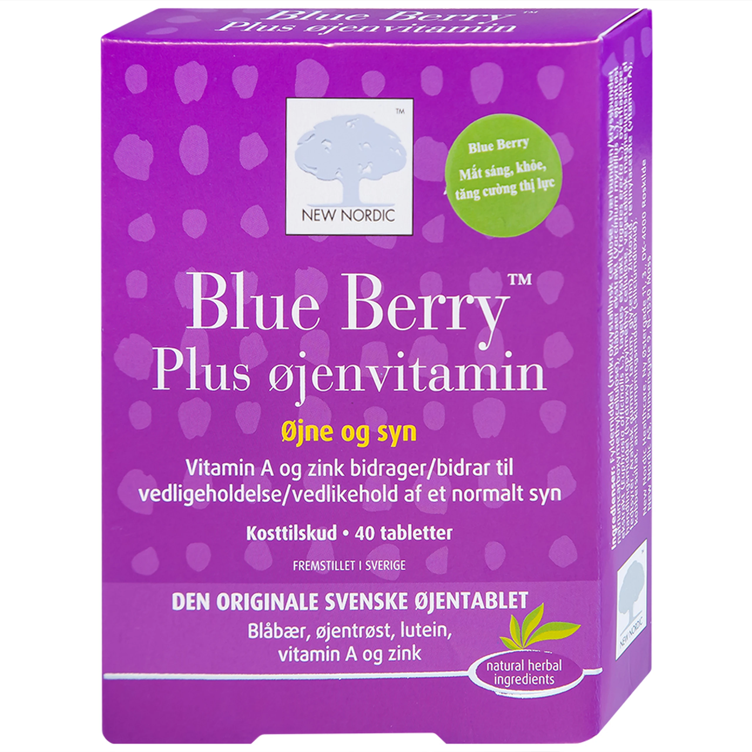 Viên uống hỗ trợ cải thiện thị lực, giảm mỏi mắt, khô mắt Blue Berry Plus Ojenvitamin New Nordic (40 viên)