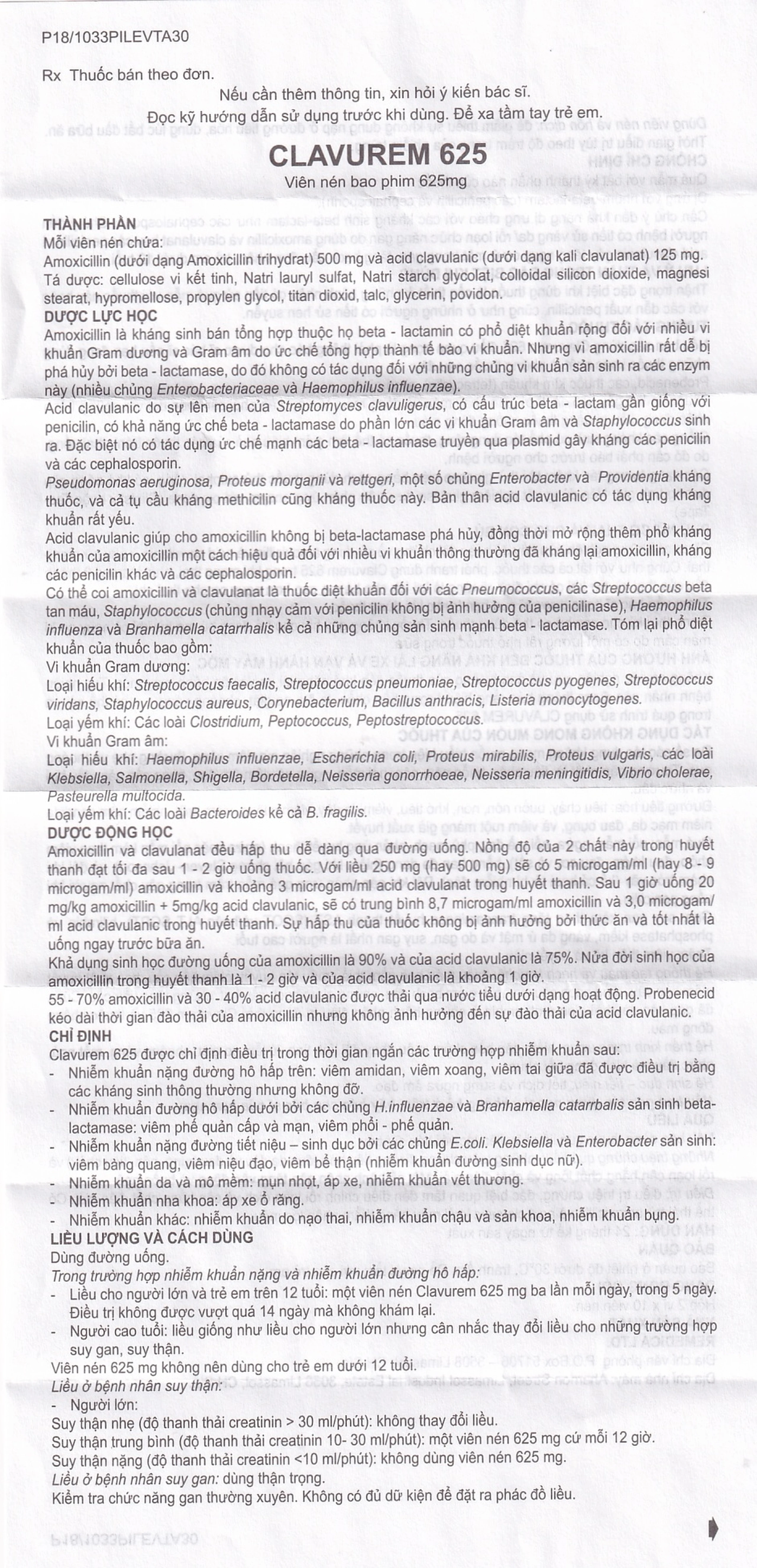 Thuốc Clavurem 625 Remedica điều trị nhiễm khuẩn (2 vỉ x 10 viên)