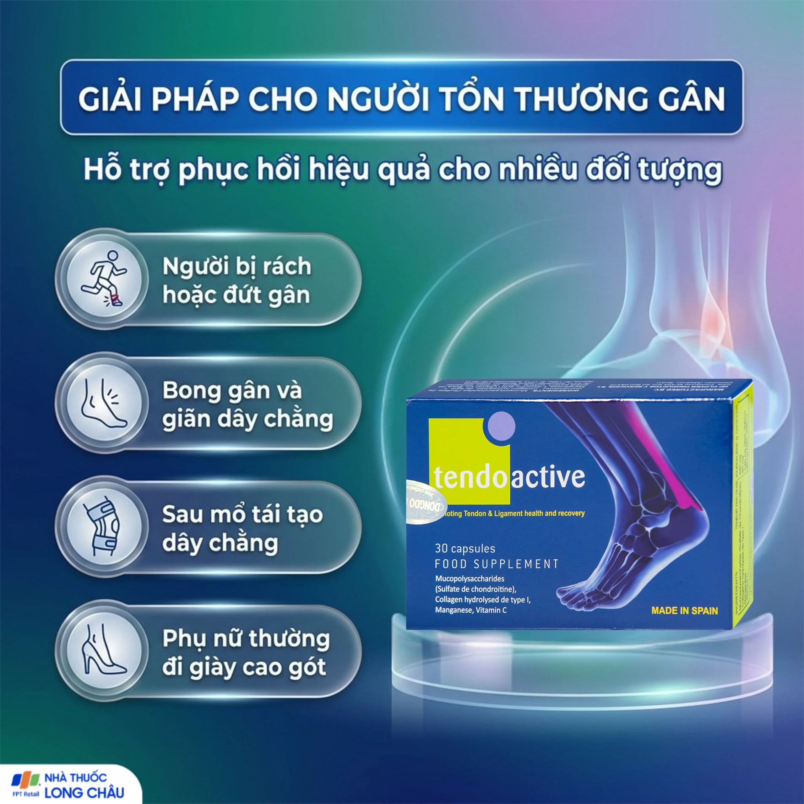 Viên bổ sung dưỡng chất nuôi dưỡng gân và dây chằng Tendoactive Reig Jofre (2 vỉ x 15 viên) 4