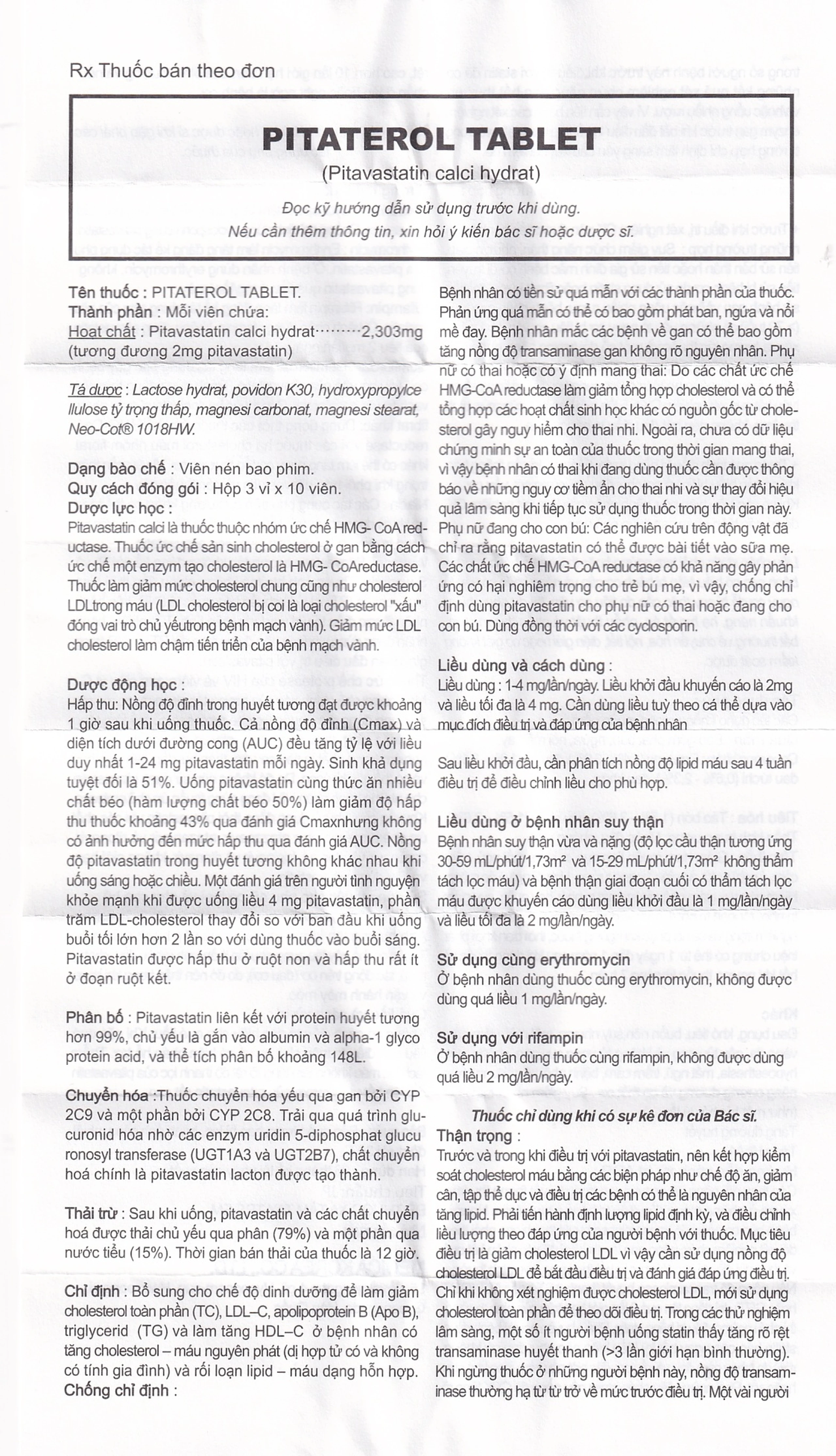 Thuốc Pitaterol Tablet 2mg Medical Korea giảm cholesterol toàn phần (3 vỉ x 10 viên)