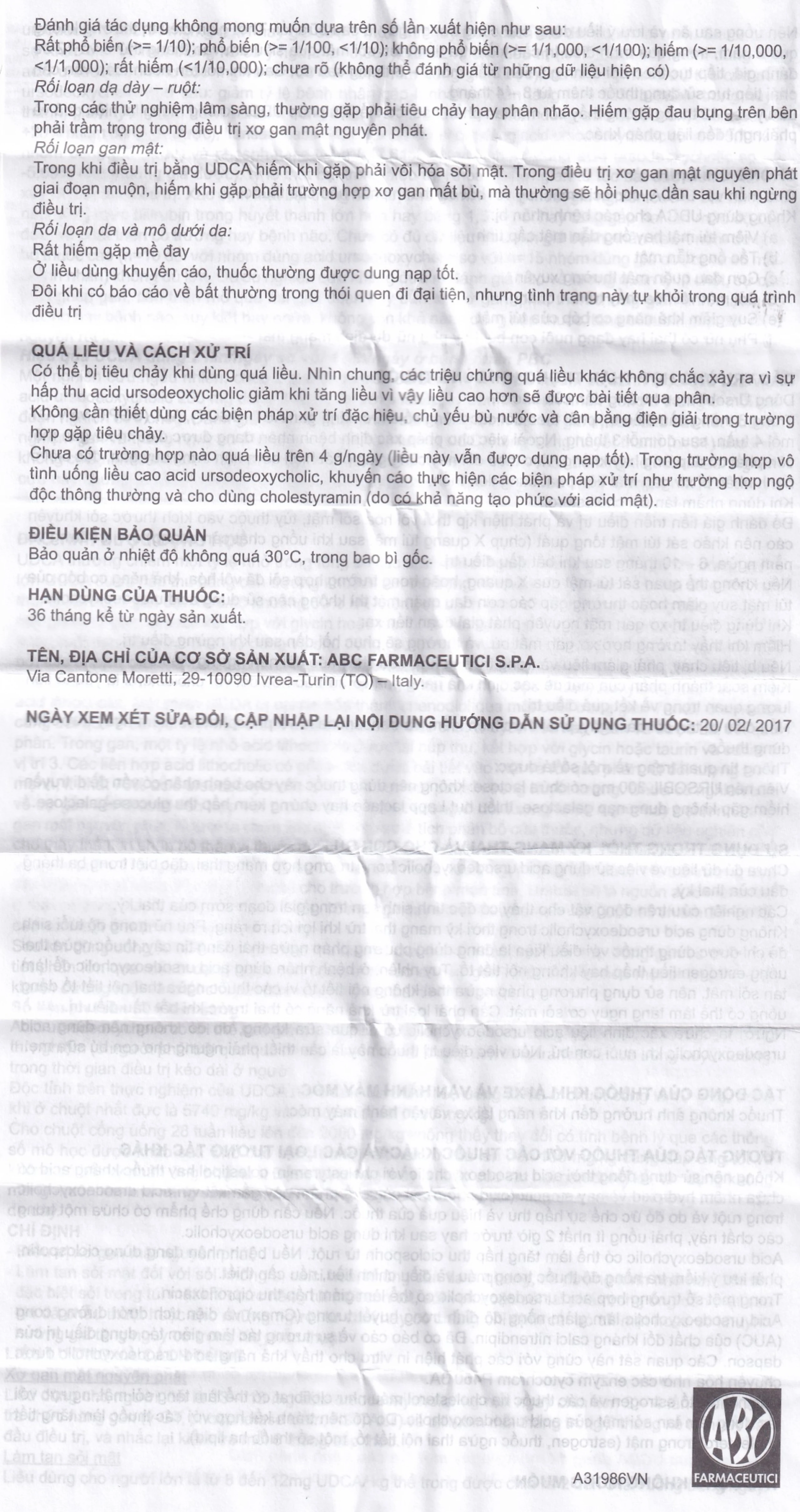 Thuốc Ursobil 300 ABC Farmaceutici điều trị xơ gan mật, làm tan sỏi mật (3 vỉ x 10 viên)