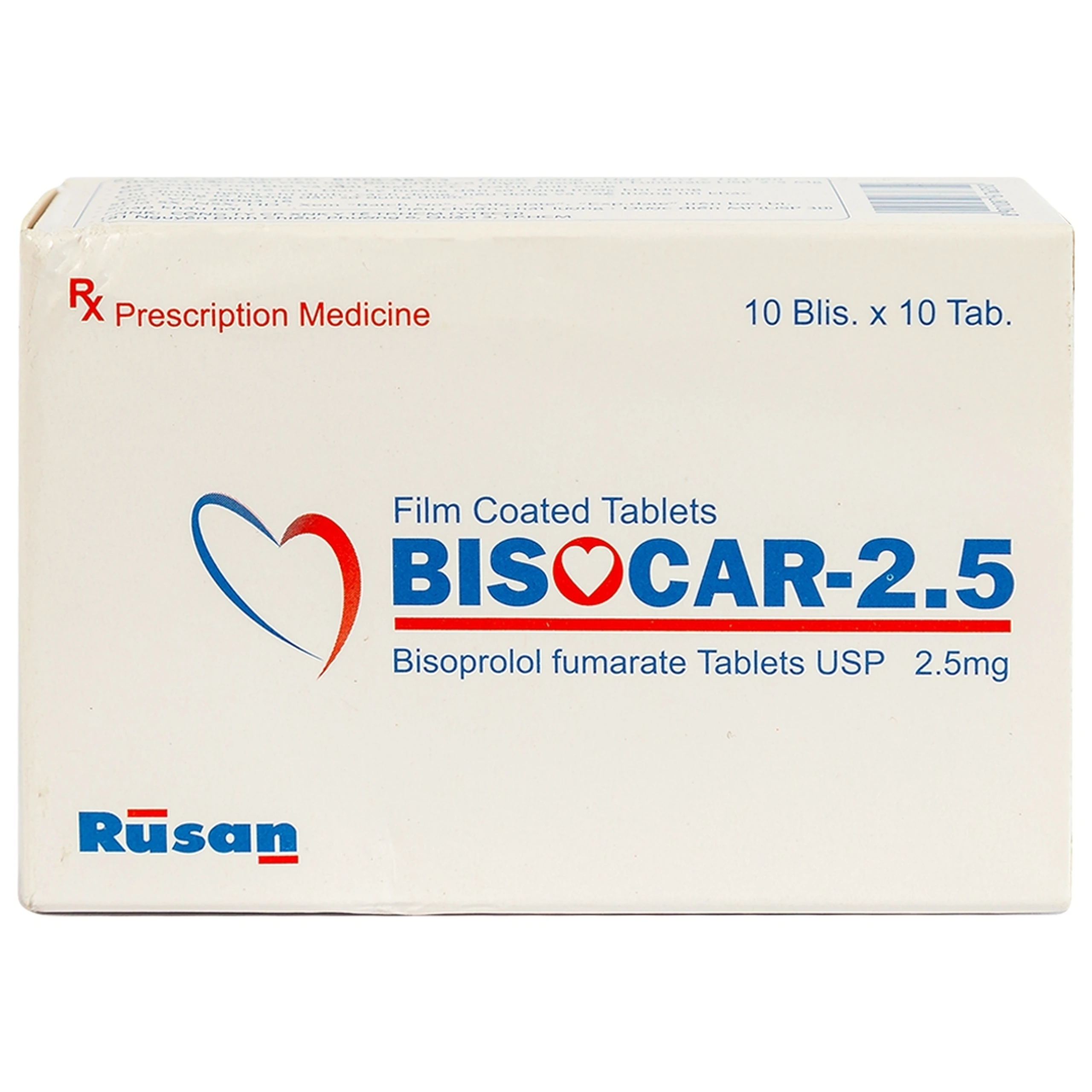 Thuốc Bisocar 2.5mg Rusan Pharma điều trị tăng huyết áp (10 vỉ x 10 viên)