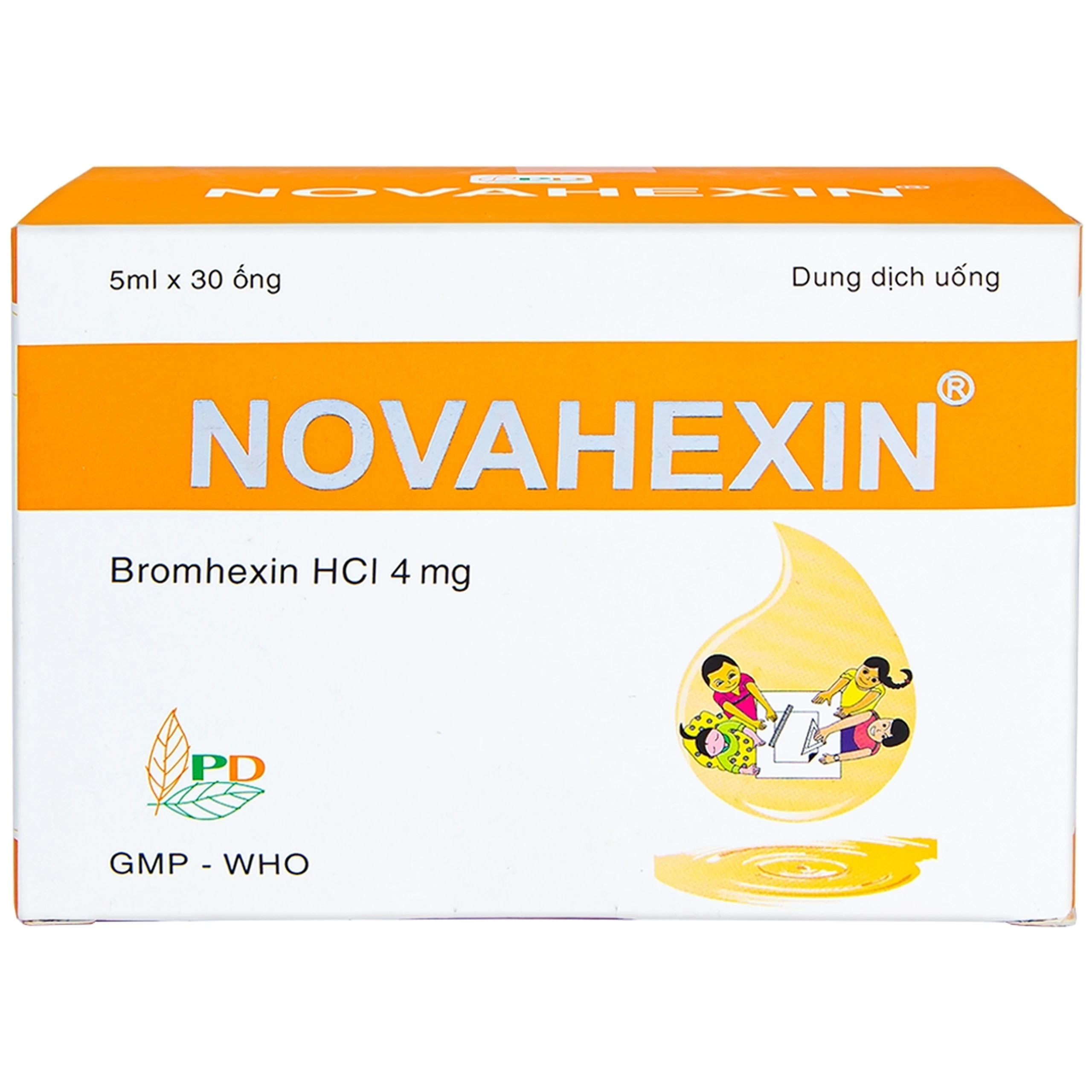 Dung dịch uống Novahexin 4mg Phương Đông điều trị rối loạn tiết dịch phế quản (30 ống x 5ml)