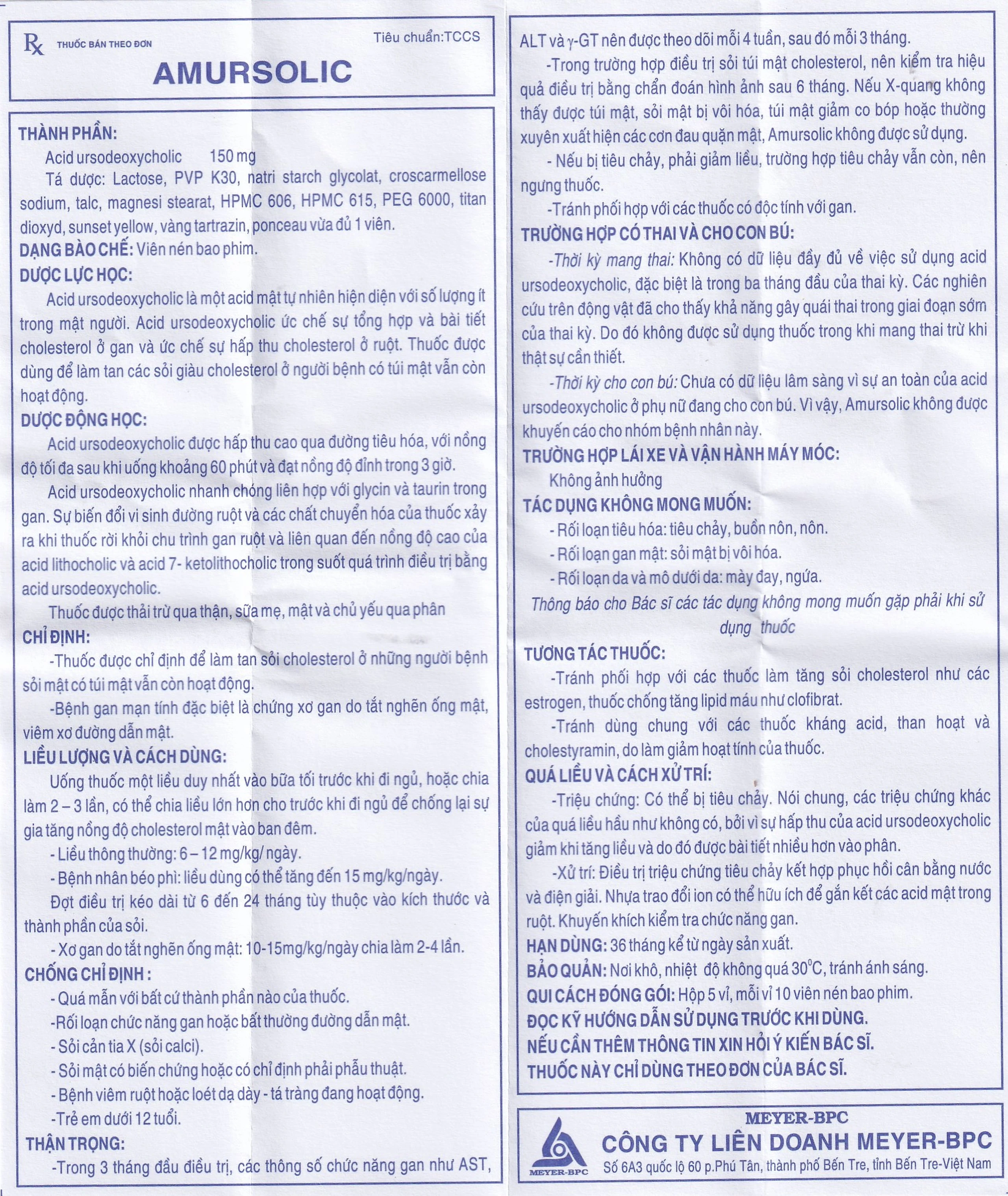 Thuốc Amursolic Meyer hỗ trợ làm tan sỏi cholesterol (5 vỉ x 10 viên)