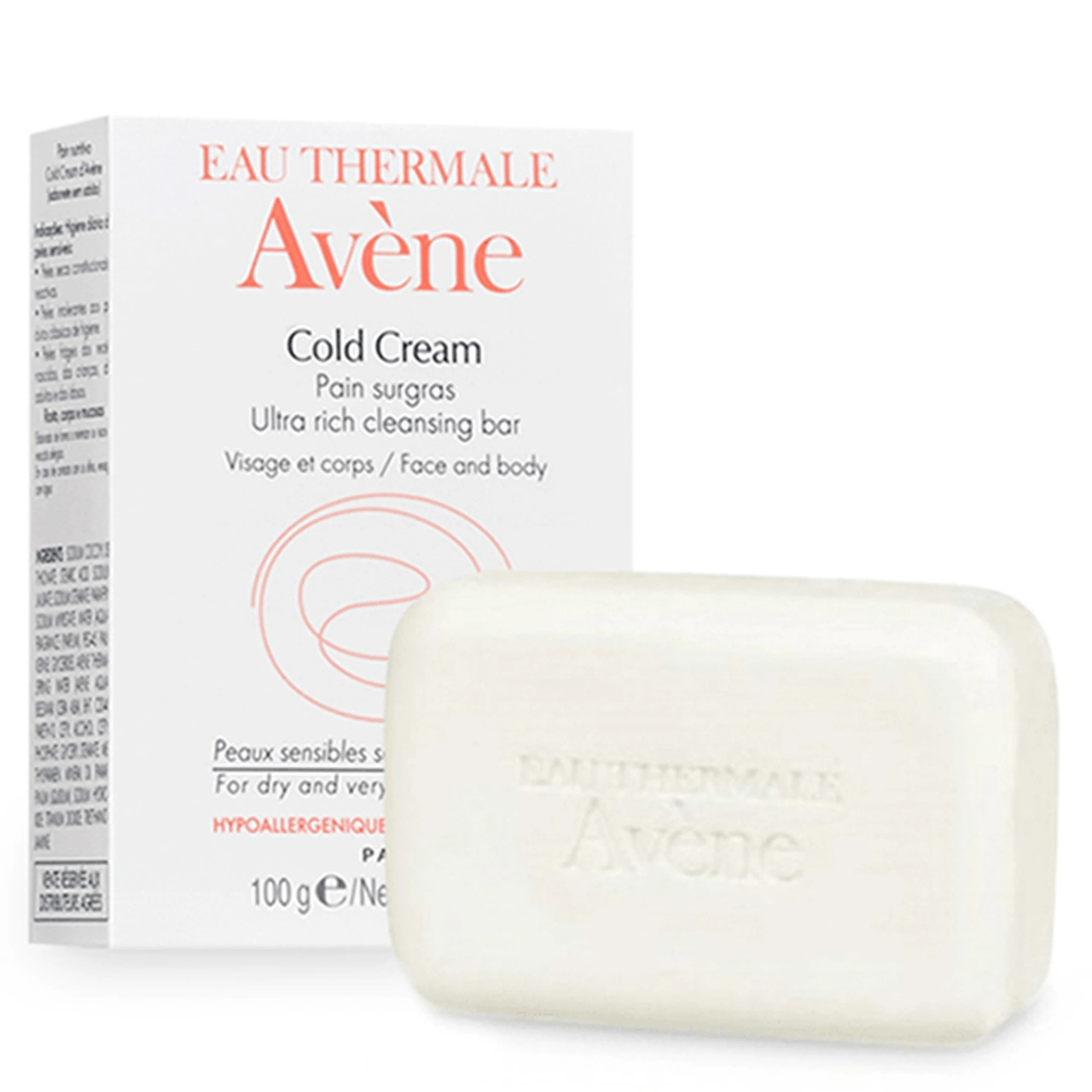Thanh kem rửa mặt và tắm Avène Cold Cream Ultra Rich Cleansing Bar dành cho da nhạy cảm (100g)