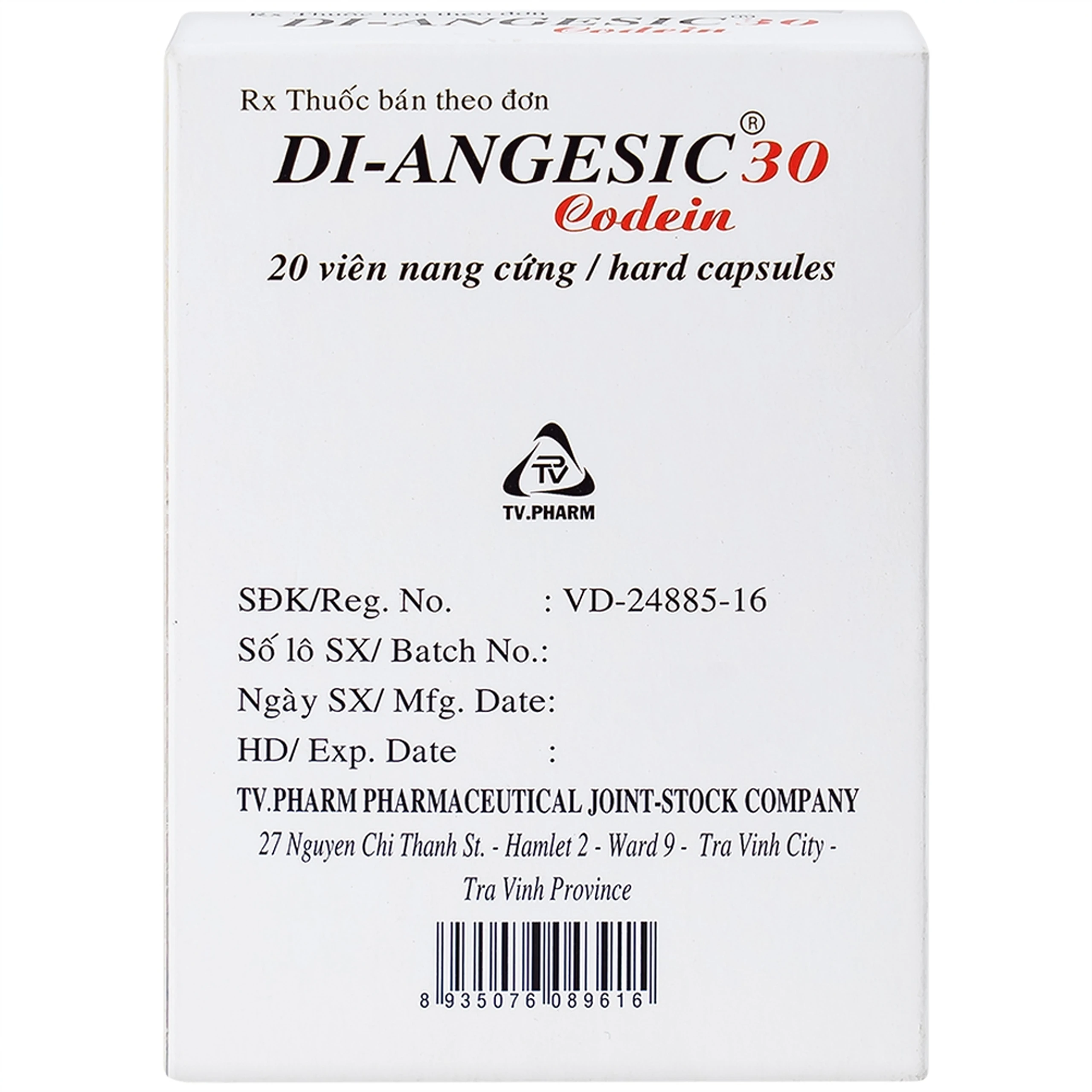 Thuốc Di-Angesic 30 Codein giảm đau cấp tính mức độ trung bình (2 vỉ x 10 viên)