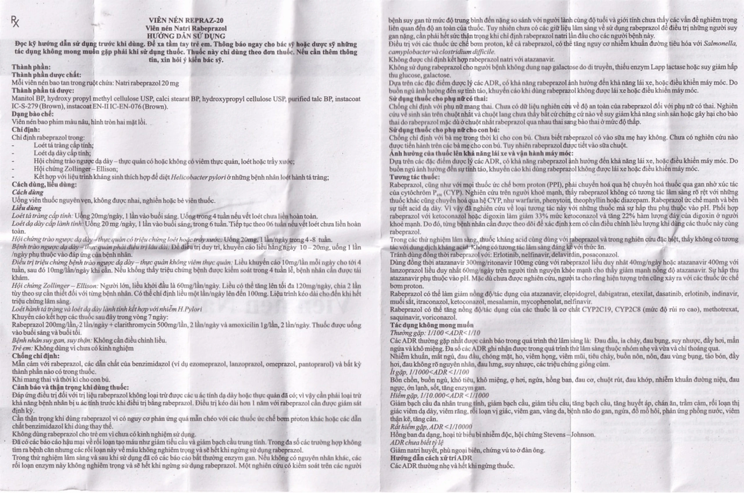 Thuốc Repraz 20mg Medley điều trị loét dạ dày tá tràng (3 vỉ x 10 viên)
