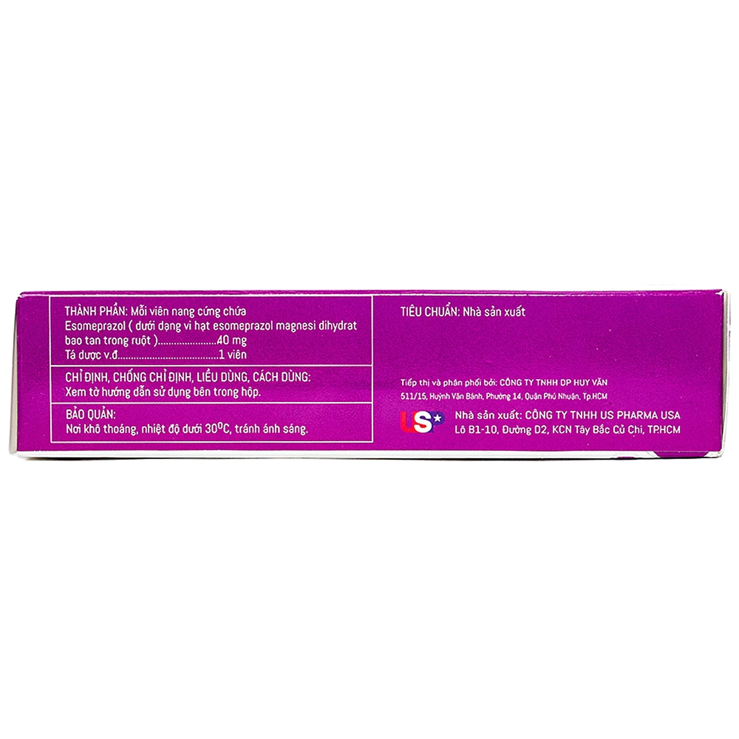 Thuốc Esomeprazol 40-HV điều trị trào ngược dạ dày, thực quản (3 vỉ x 10 viên)