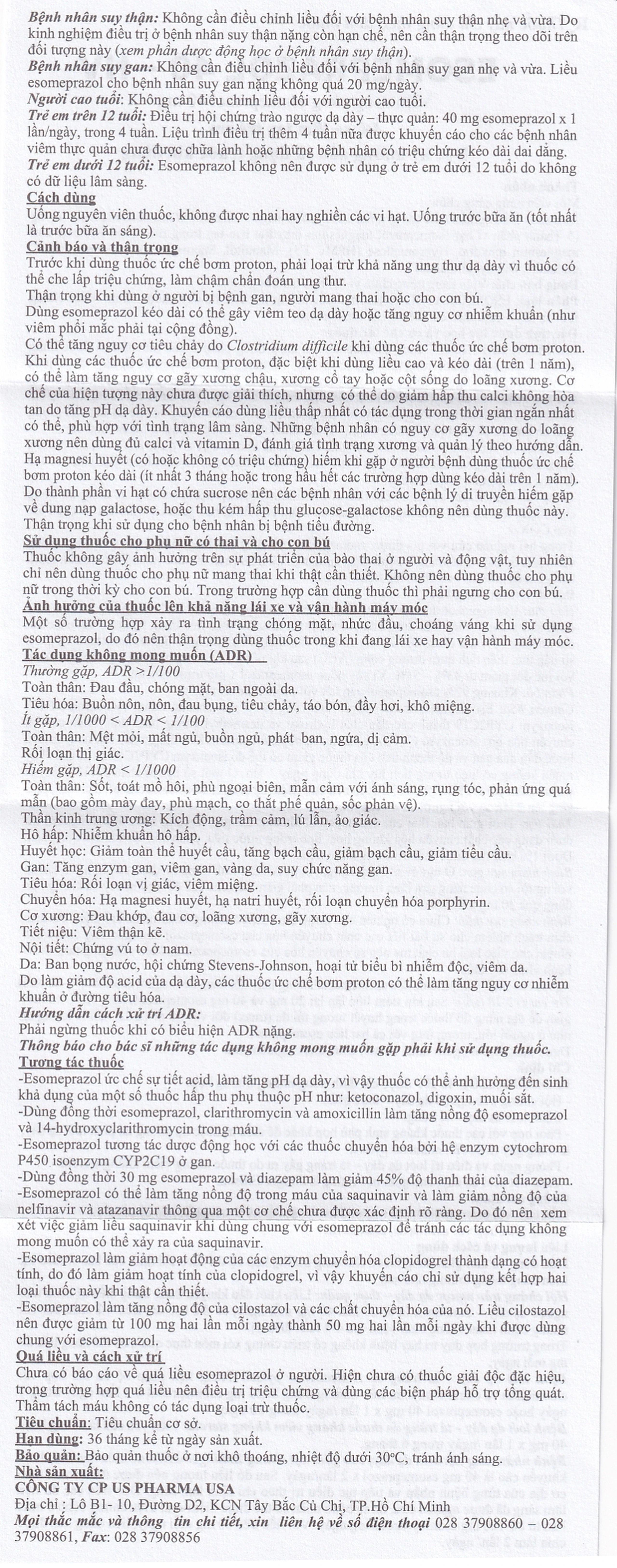 Thuốc Esomeprazol 40-HV điều trị trào ngược dạ dày, thực quản (3 vỉ x 10 viên)