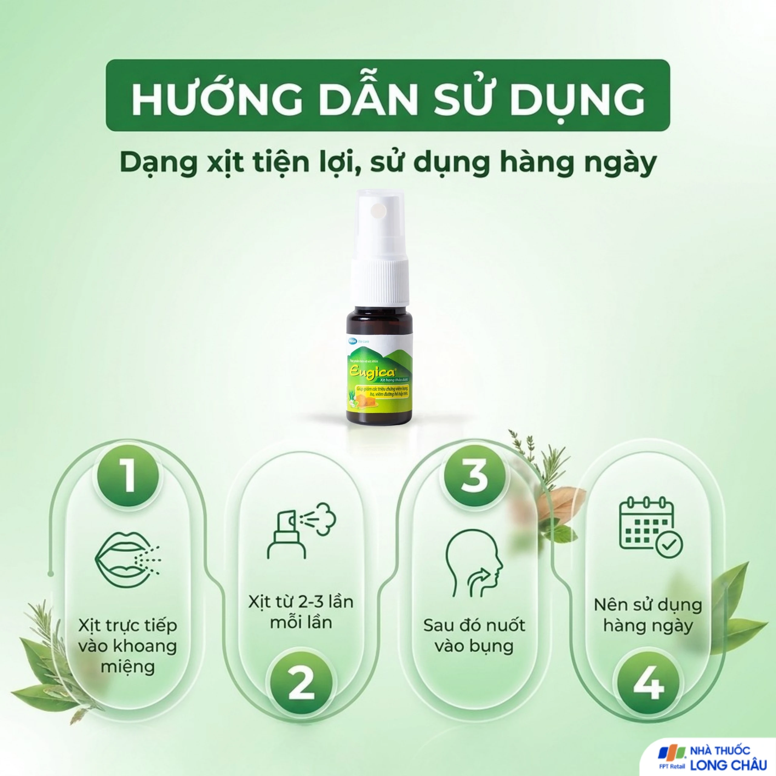 Chai xịt họng thảo dược giúp giảm ho Eugica Mega (10ml) 5