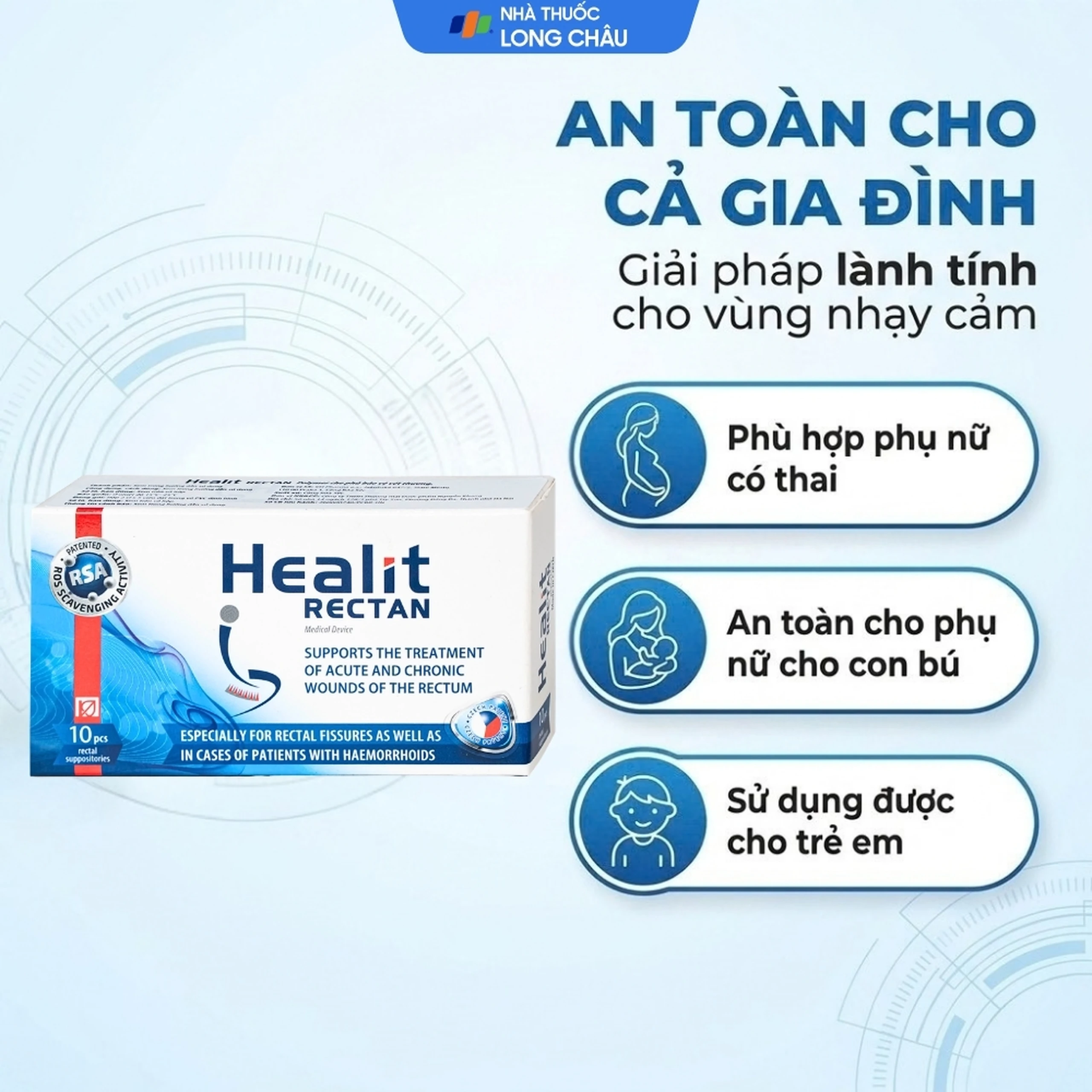Viên đặt hậu môn, trực tràng Healit Rectan (10 viên) giúp thúc đẩy nhanh quá trình lành vết thương 4