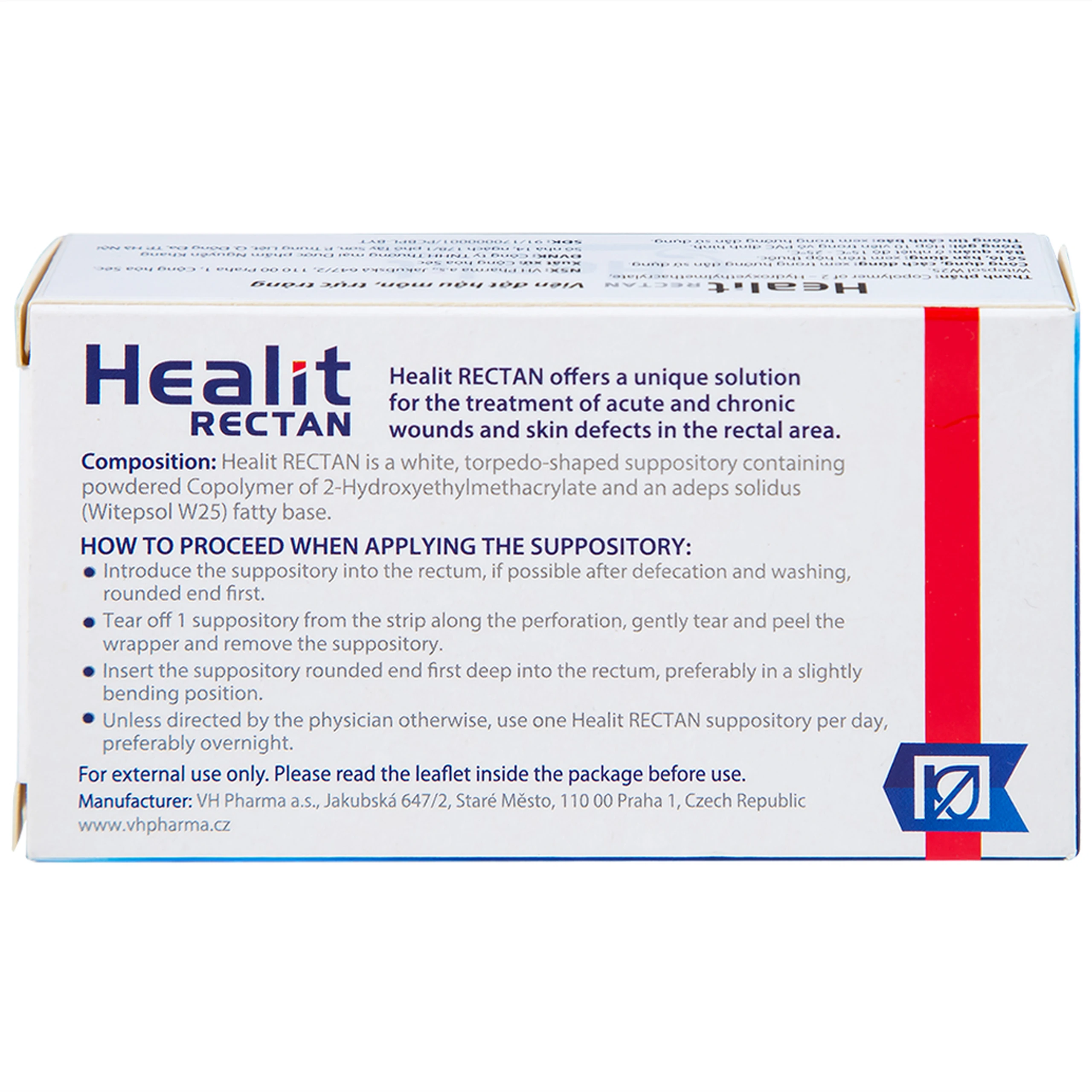 Viên đặt hậu môn, trực tràng Healit Rectan (10 viên) giúp thúc đẩy nhanh quá trình lành vết thương