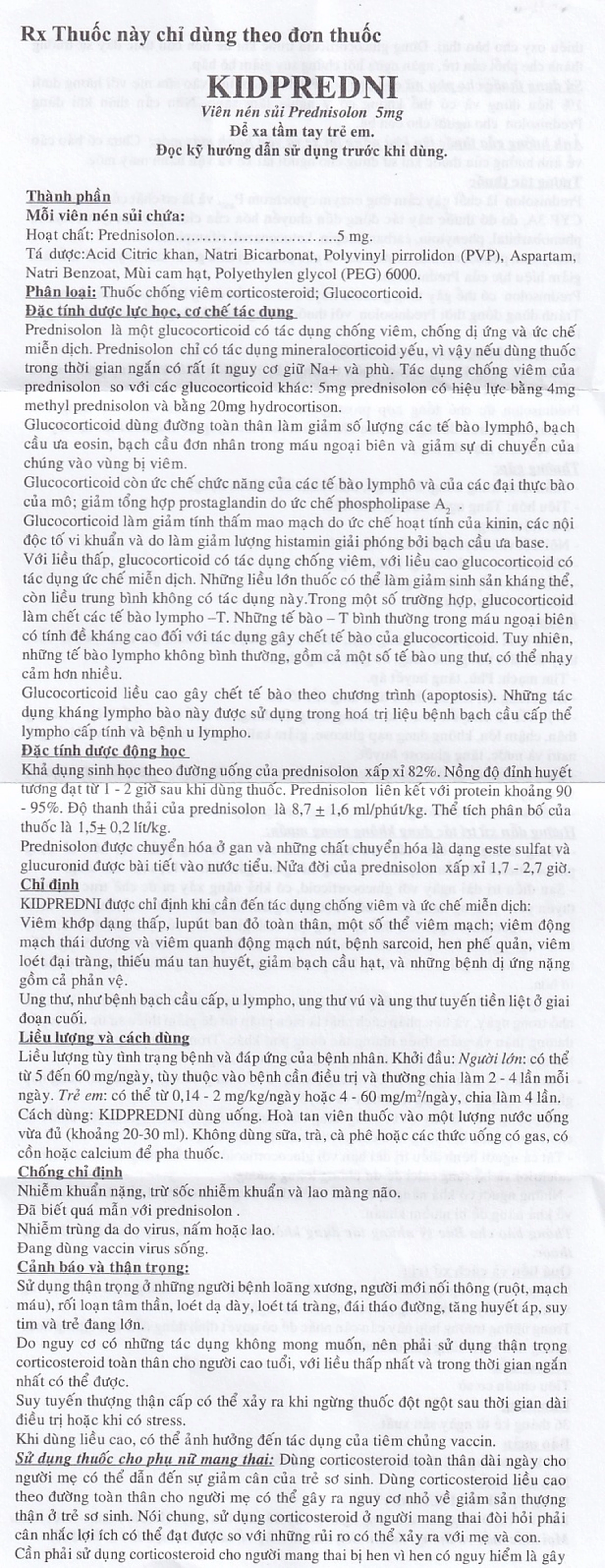 Viên sủi Kidpredni 5mg USP chống viêm, chống dị ứng và ức chế miễn dịch (5 vỉ x 10 viên)