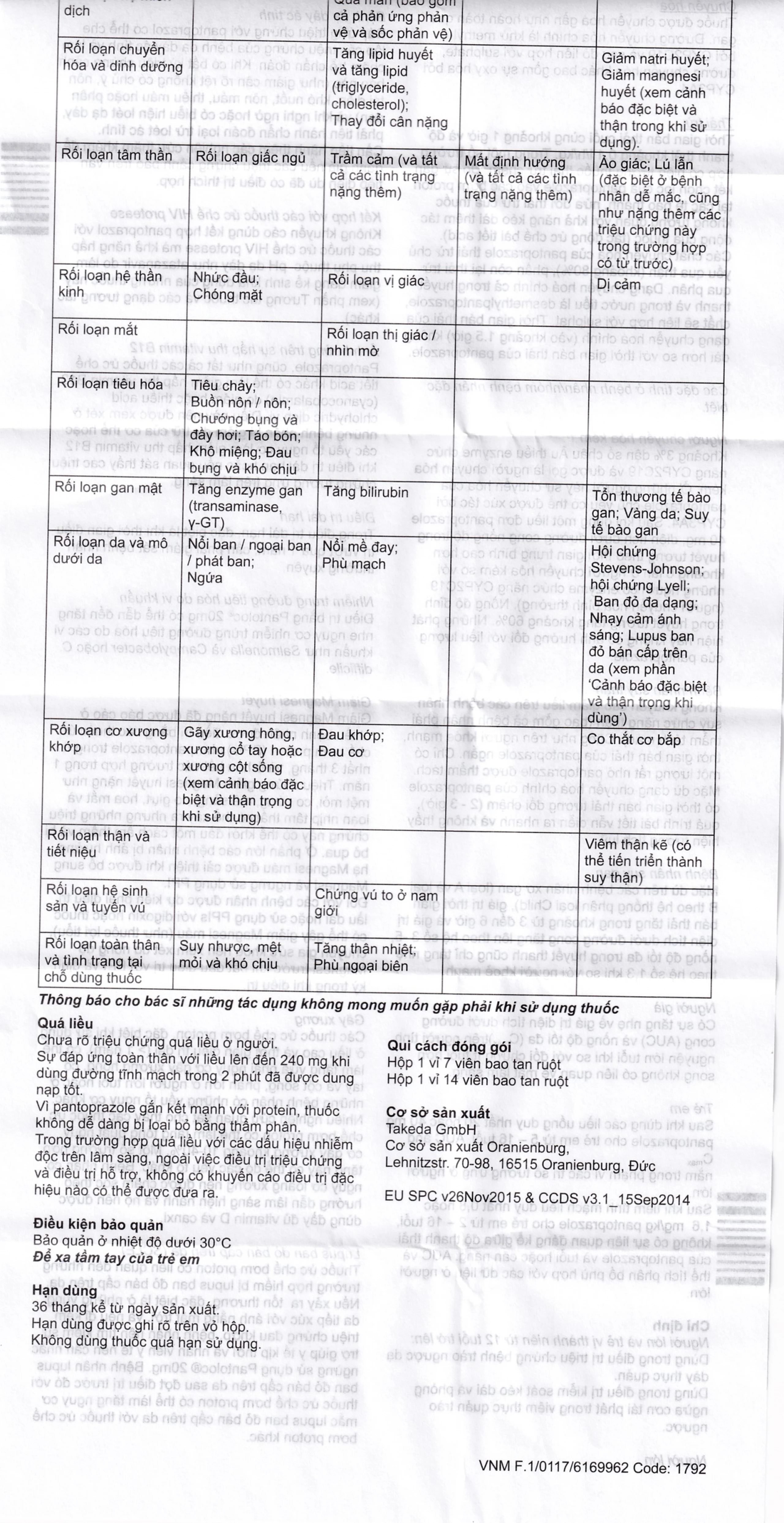 Viên nén Pantoloc 20mg Takeda điều trị trào ngược dạ dày thực quản (1 vỉ x 14 viên)