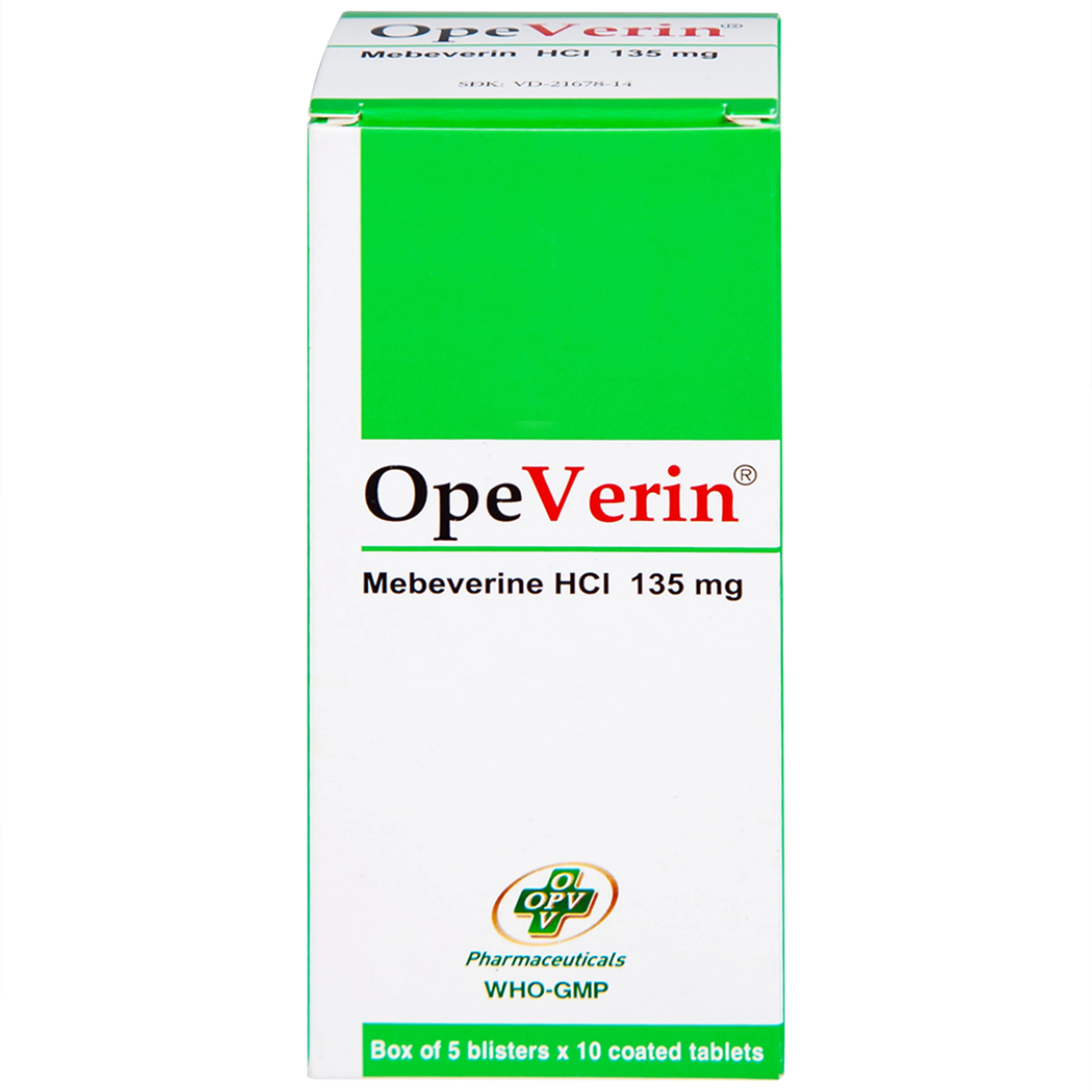 Thuốc OpeVerin 135mg OPV điều trị hội chứng ruột kích thích (5 vỉ x 10 viên)
