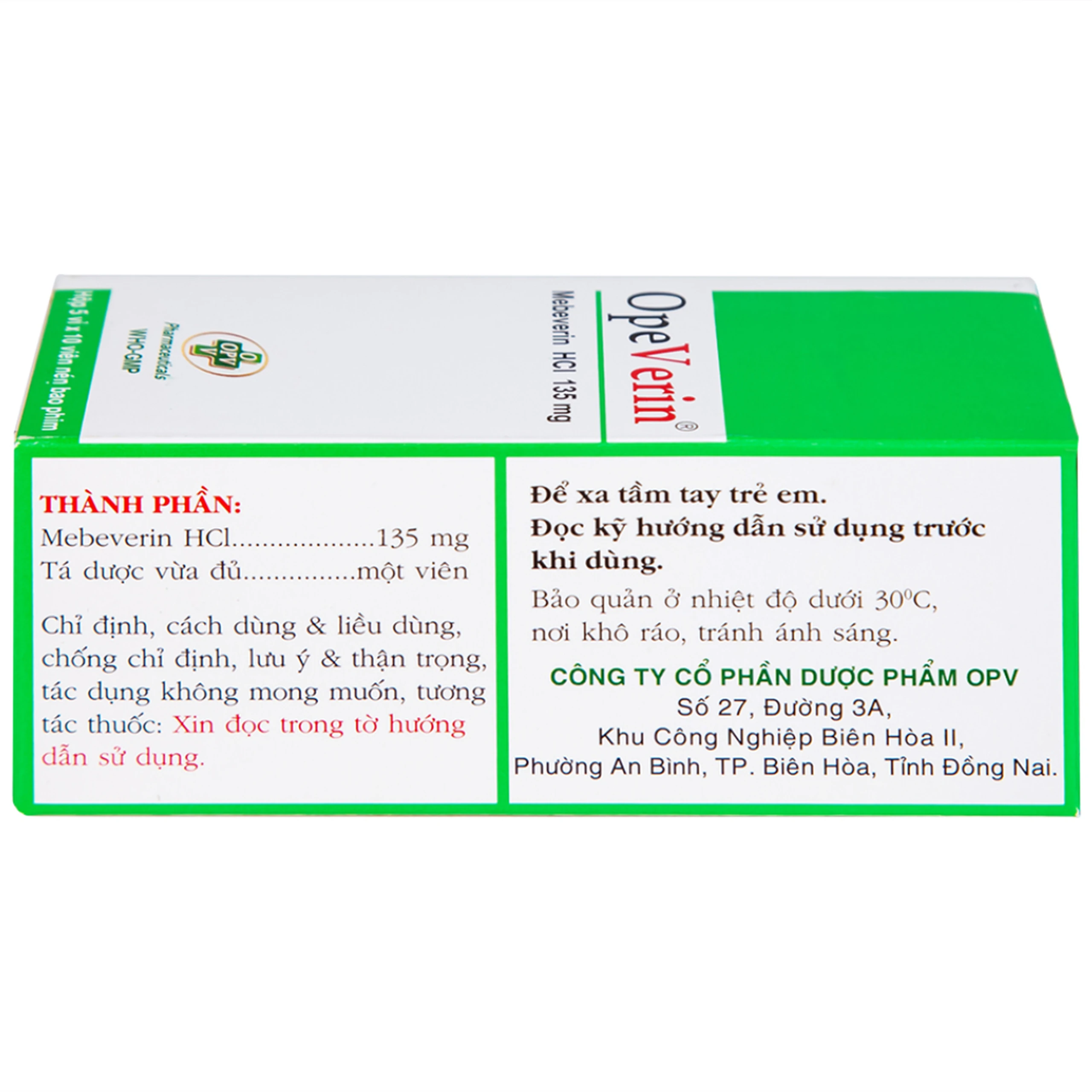 Thuốc OpeVerin 135mg OPV điều trị hội chứng ruột kích thích (5 vỉ x 10 viên)
