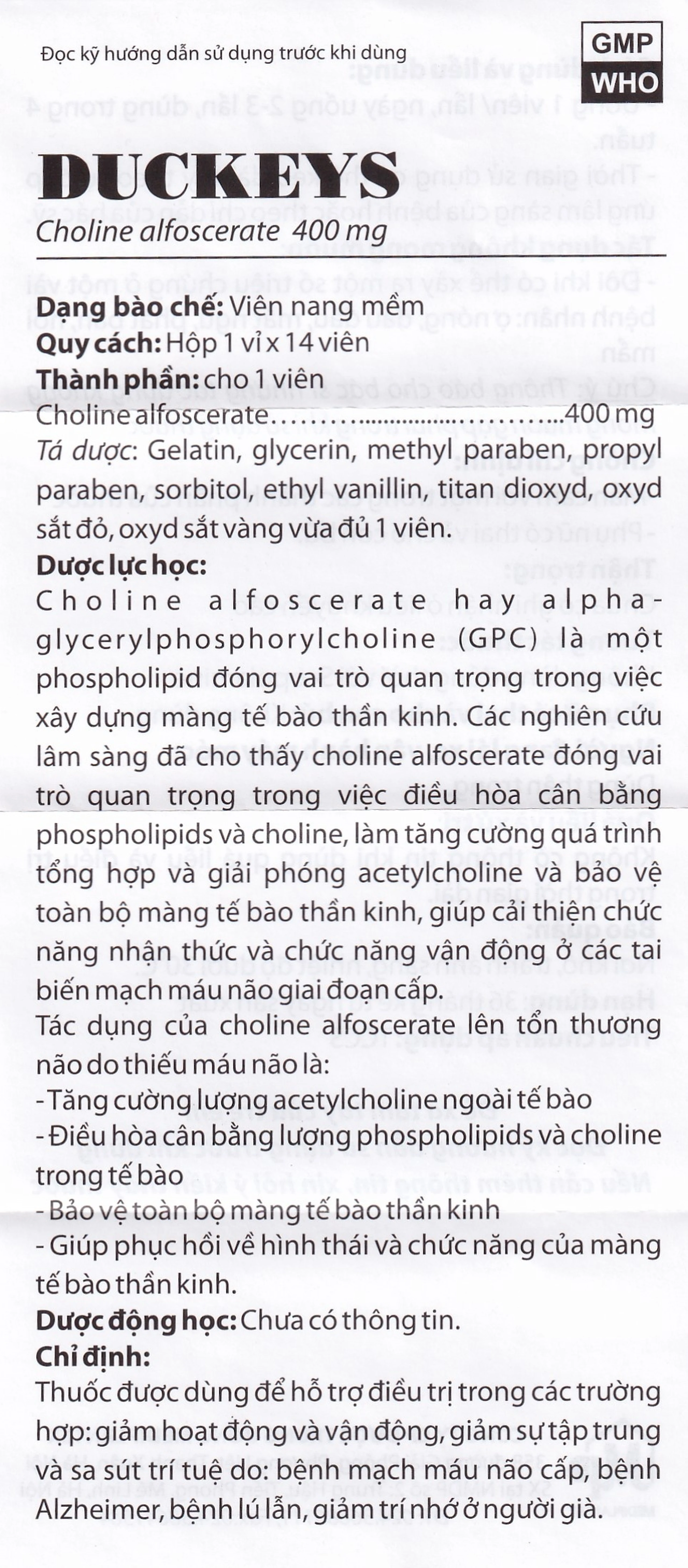 Thuốc Duckeys Mediplantex hỗ trợ điều trị triệu chứng bệnh azheimer (1 vỉ x 14 viên)