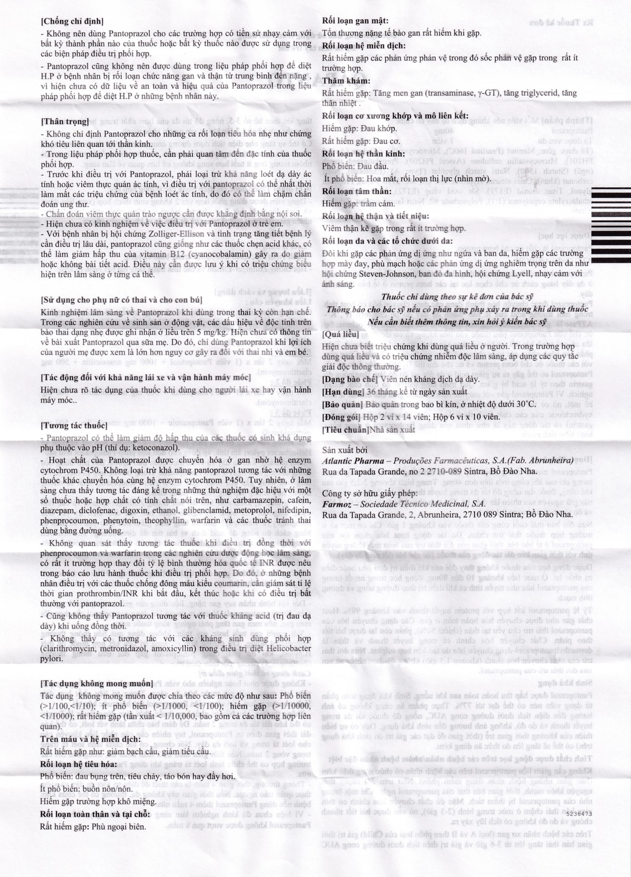 Thuốc Qapanto Atlantic giảm tái phát loét tá tràng, dạ dày (6 vỉ x 10 viên)
