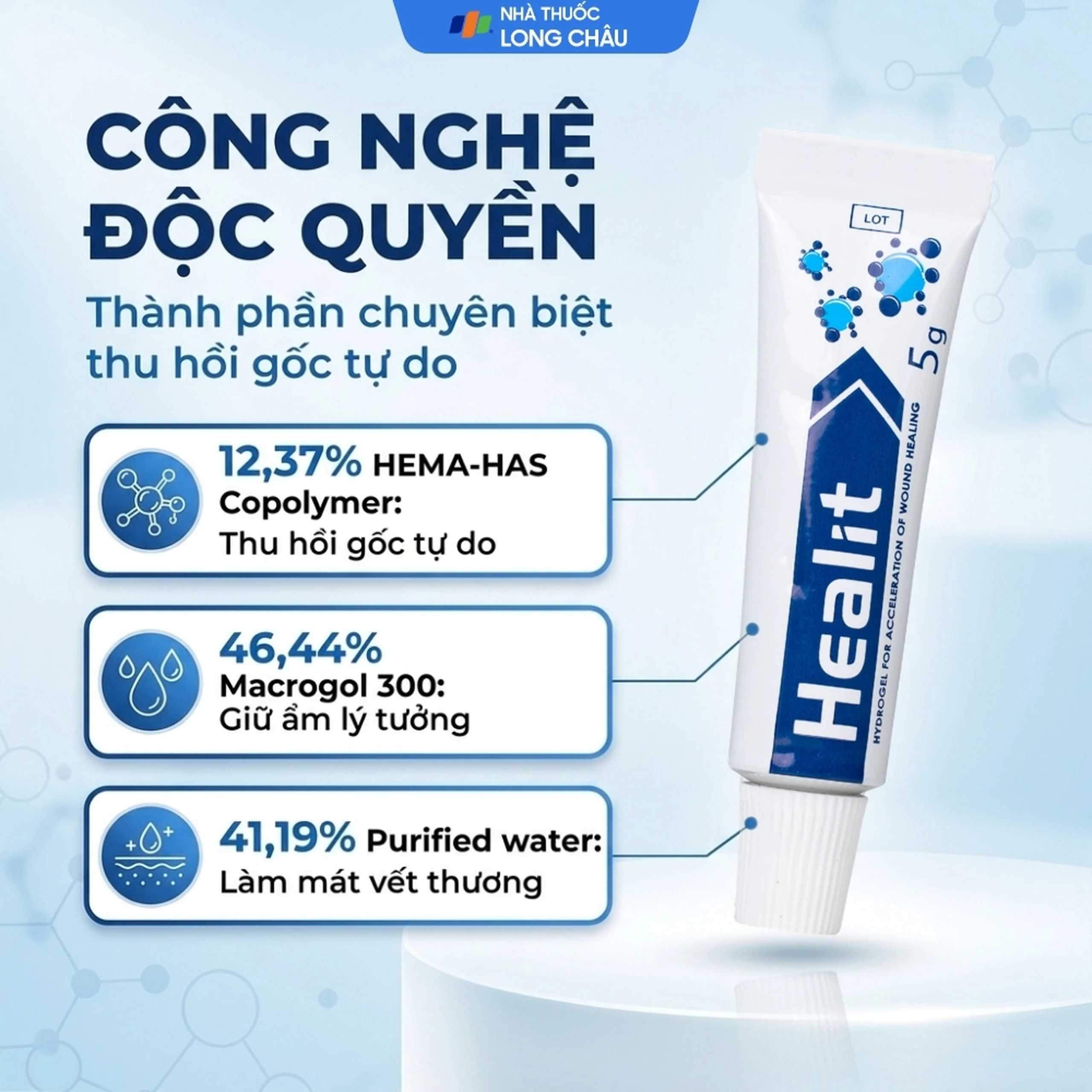Kem bôi vết thương Healit Vhpharma 5g hỗ trợ điều trị các vết thương hở cấp và mãn tính 3
