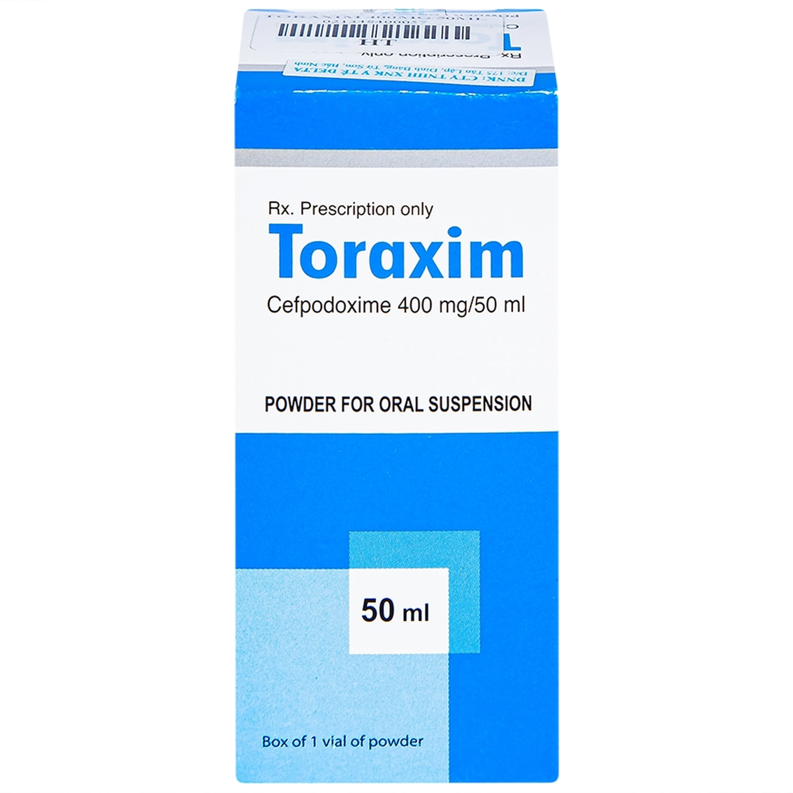 Bột pha hỗn dịch uống Toraxim 400mg/50ml Deltapharm điều trị câc chứng nhiễm khuẩn (50ml)