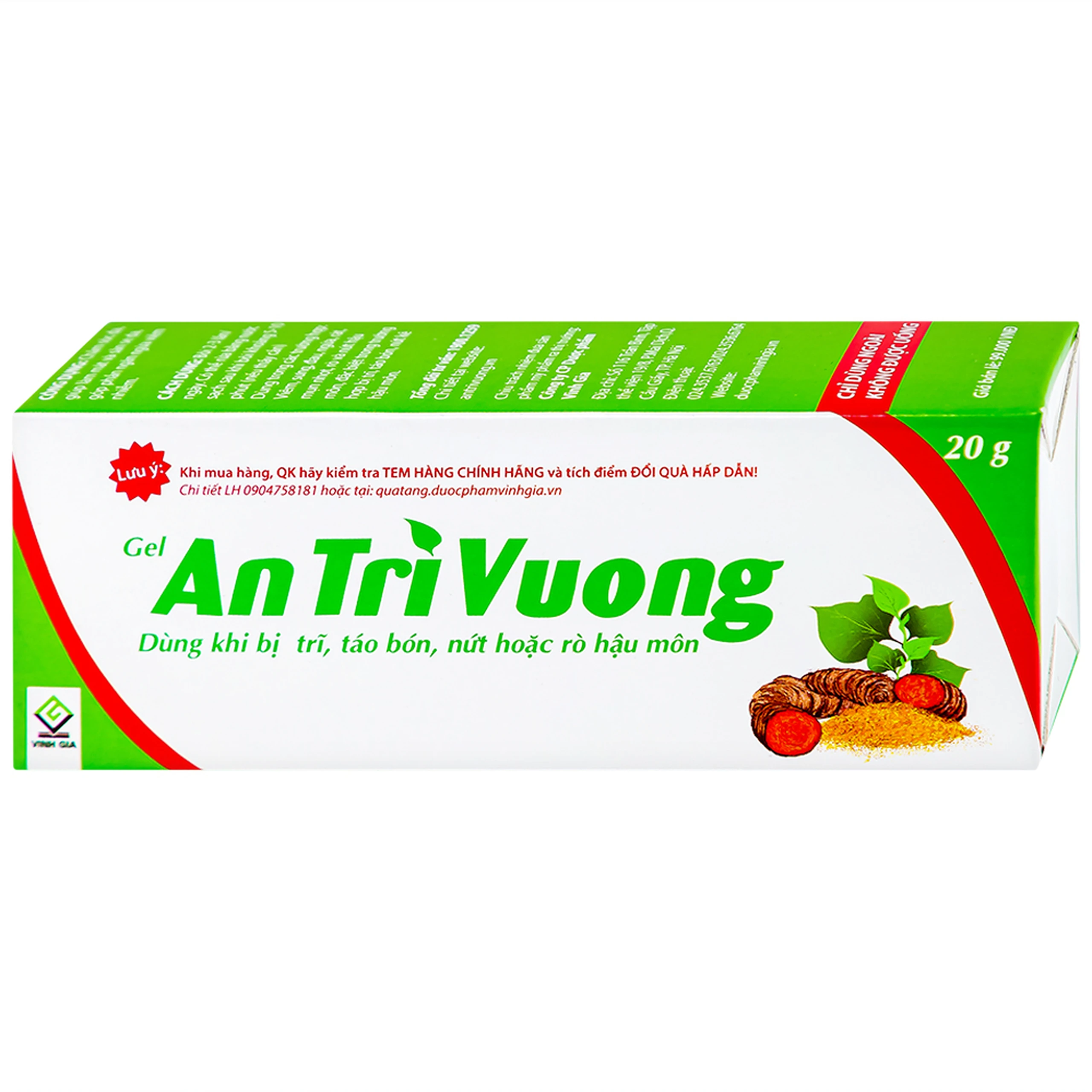 Gel bôi An Trĩ Vương Vinh Gia ngăn ngừa trĩ, táo bón (20g)