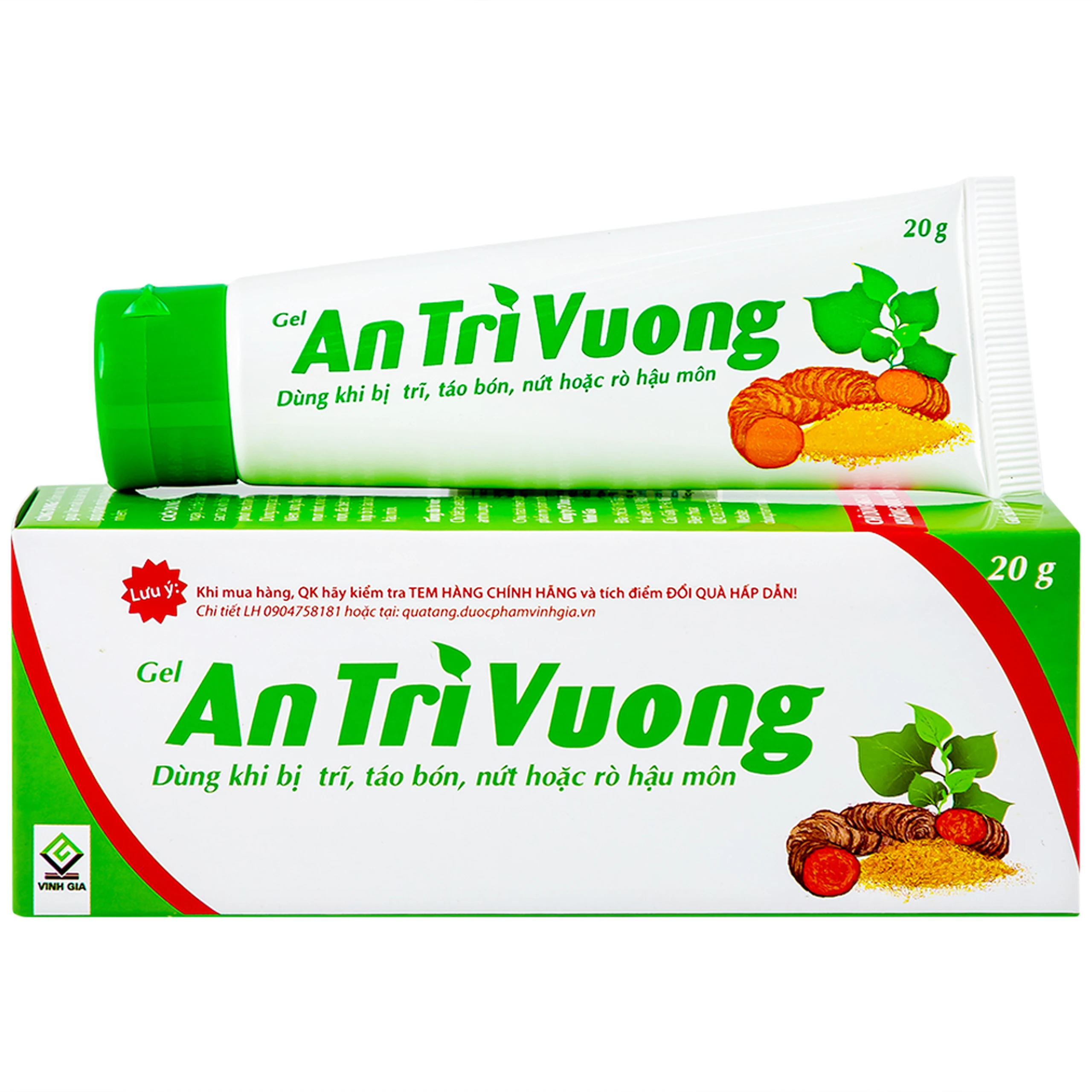Gel bôi An Trĩ Vương Vinh Gia ngăn ngừa trĩ, táo bón (20g)