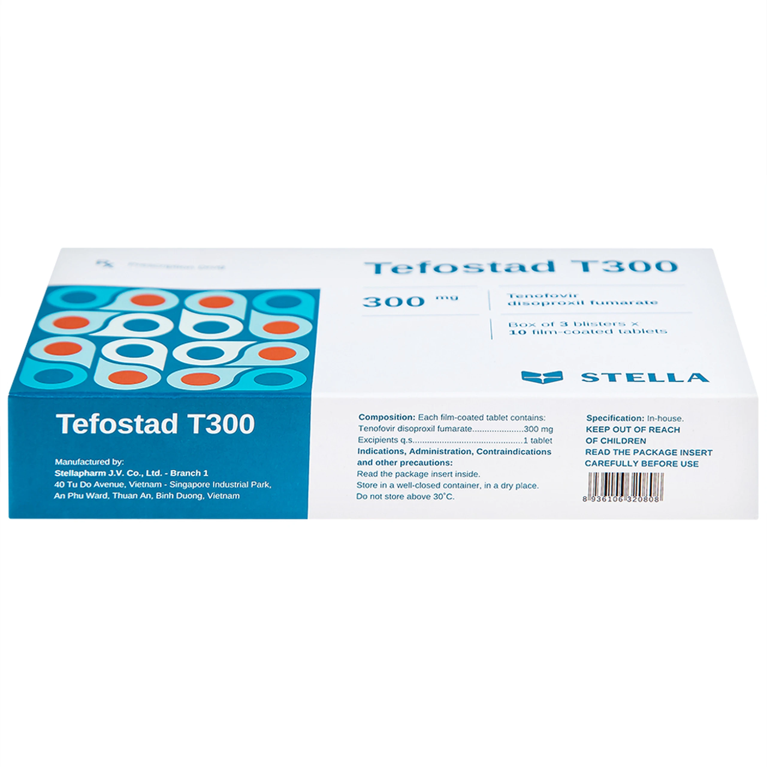 Thuốc Tefostad T300 Stella phòng và điều trị nhiễm HIV-1 (3 vỉ x 10 viên)