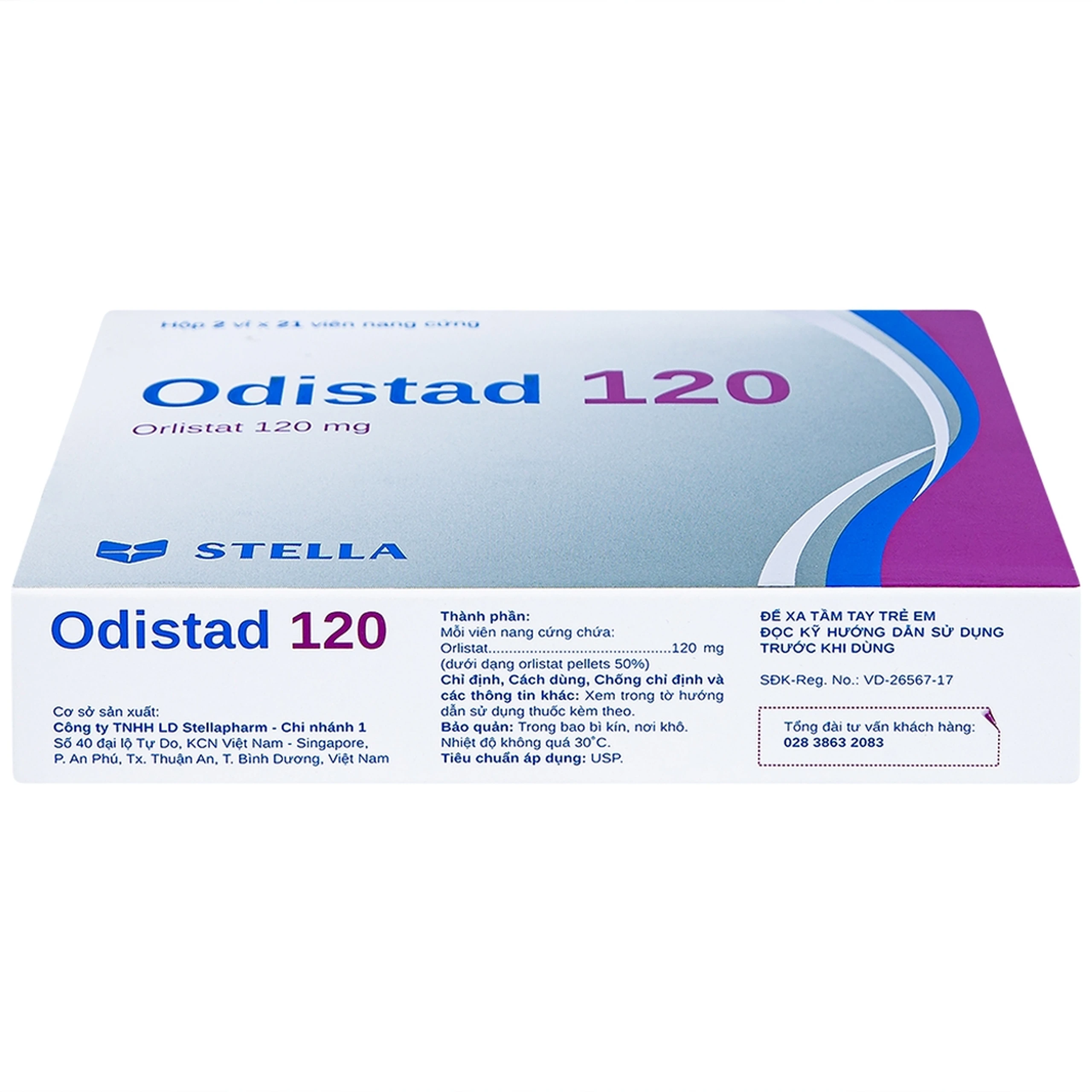 Thuốc Odistad 120 Stella điều trị béo phì và phòng ngừa tăng cân trở lại ở người lớn (2 vỉ x 21 viên)