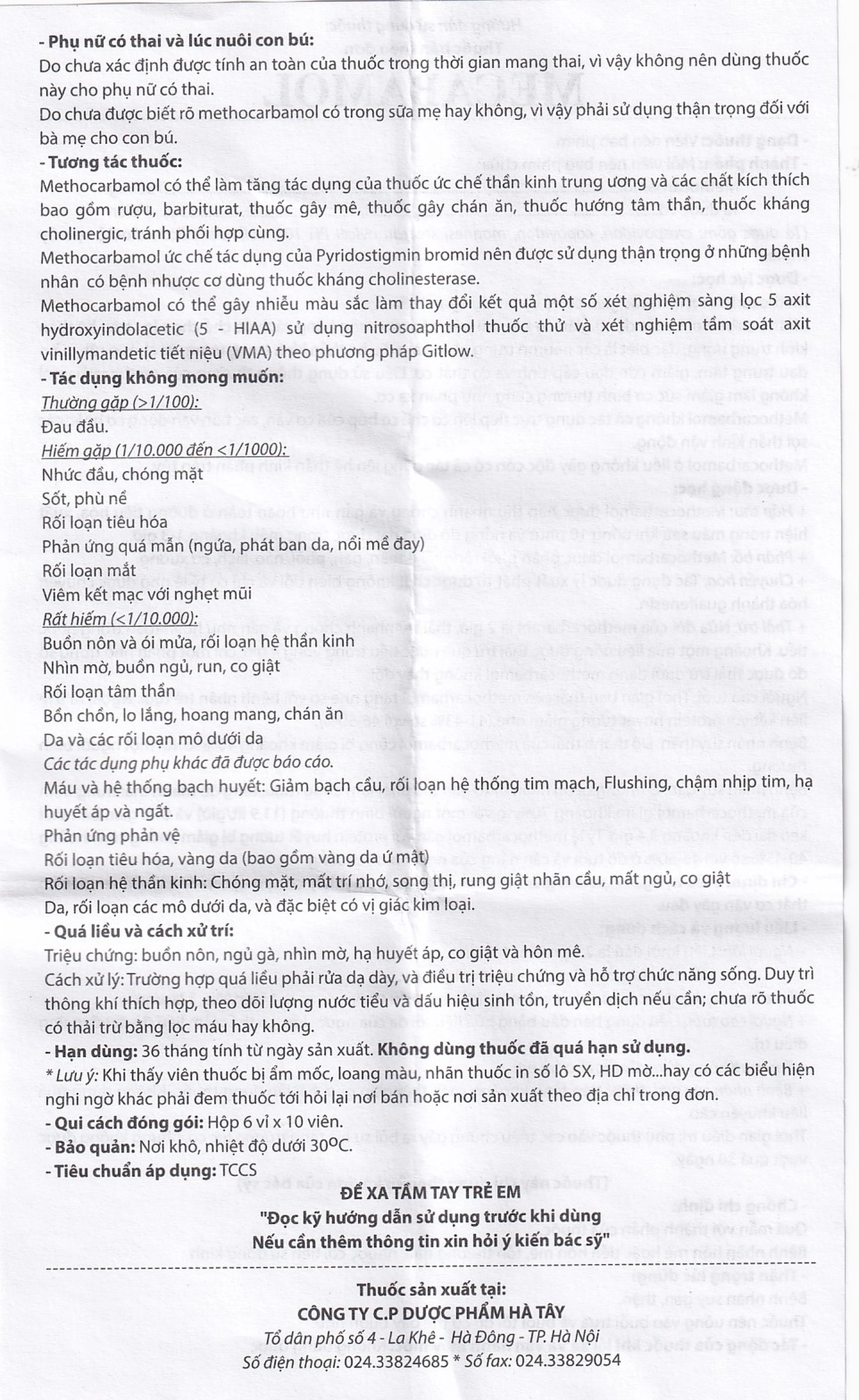Viên nén Mecabamol 750mg Hà Tây điều trị các bệnh lý cơ xương cấp tính (6 vỉ x 10 viên)