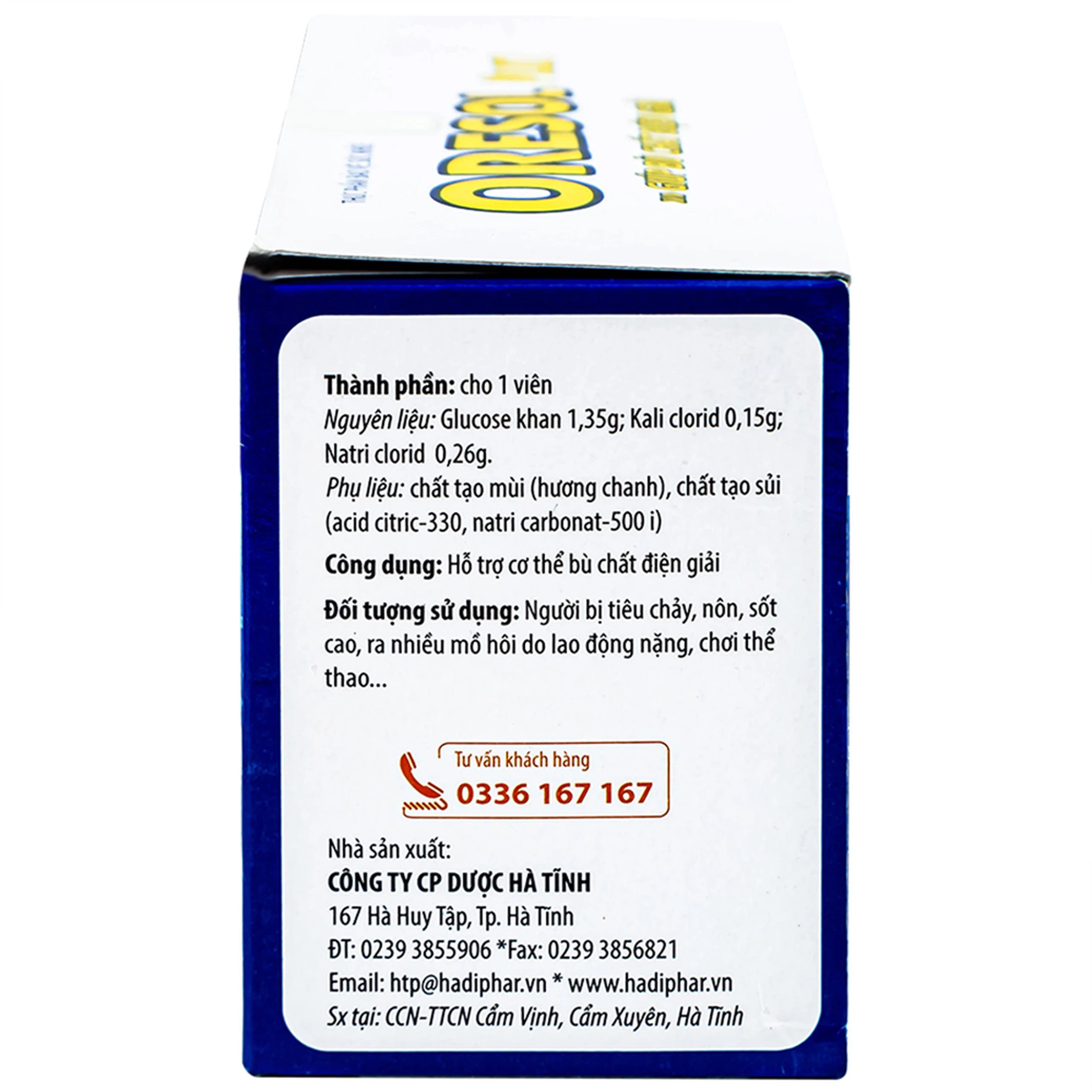 Viên sủi giúp bù chất điện giải Oresol Pluz Hadiphar (10 viên)