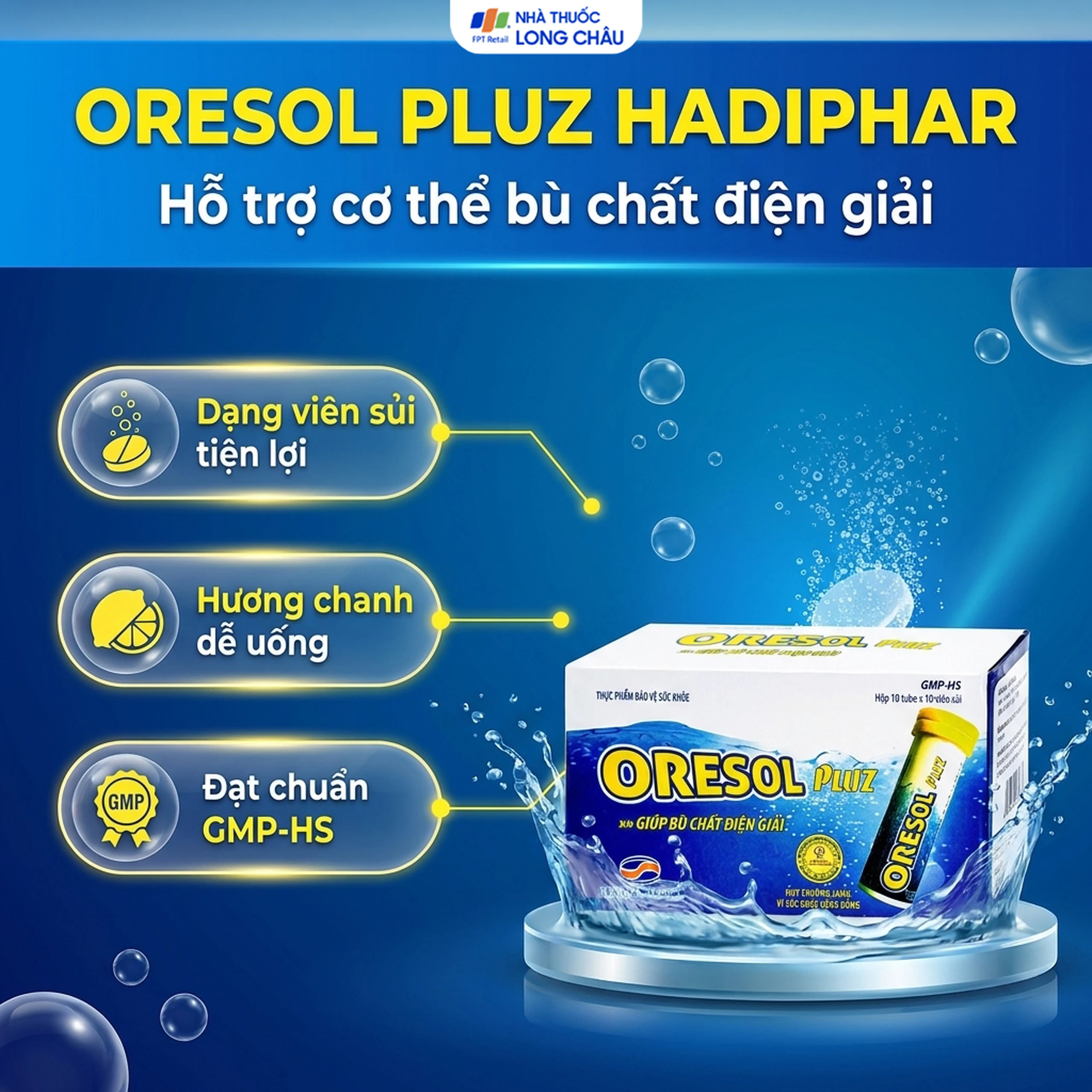 Viên sủi giúp bù chất điện giải Oresol Pluz Hadiphar (10 viên) 2
