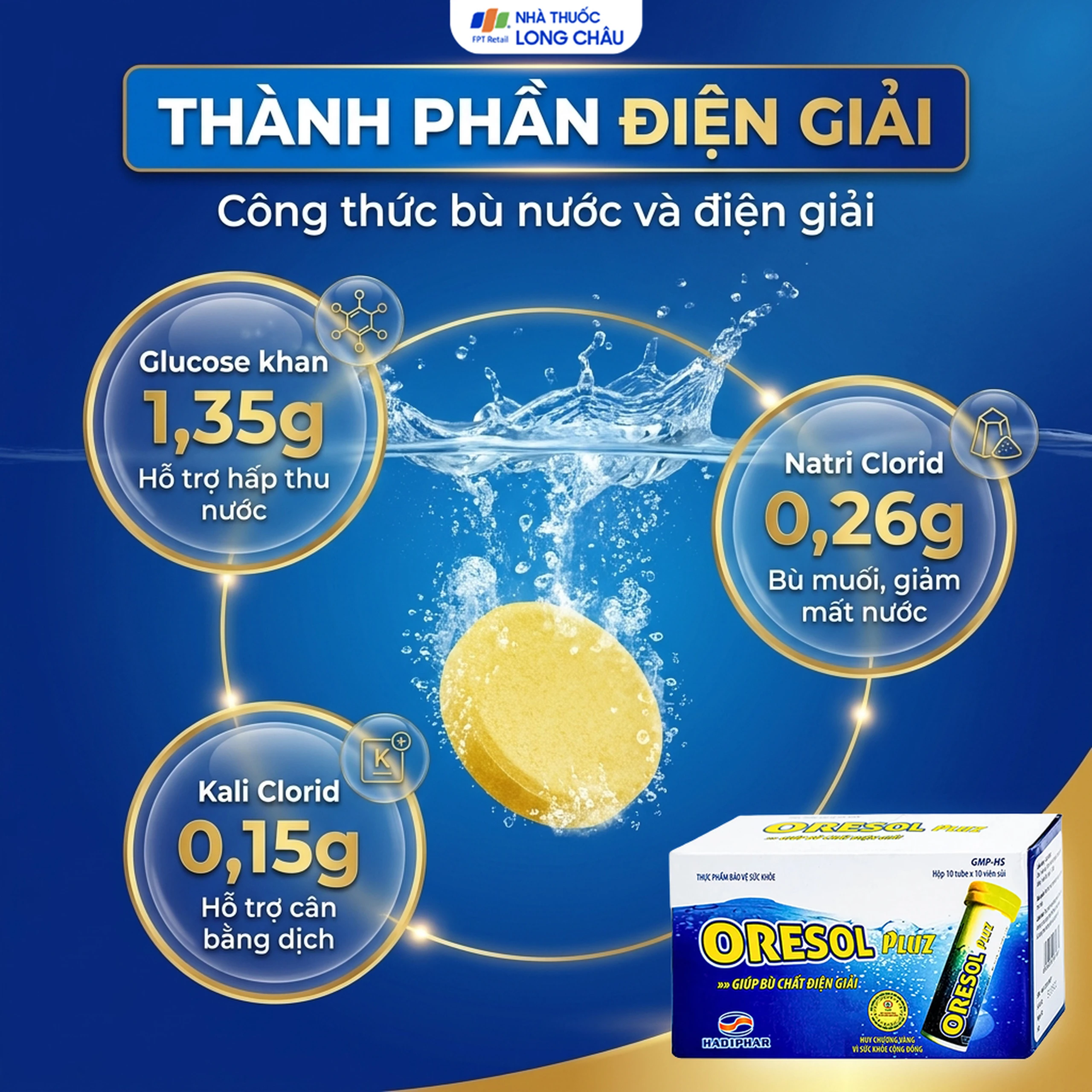 Viên sủi giúp bù chất điện giải Oresol Pluz Hadiphar (10 viên) 3