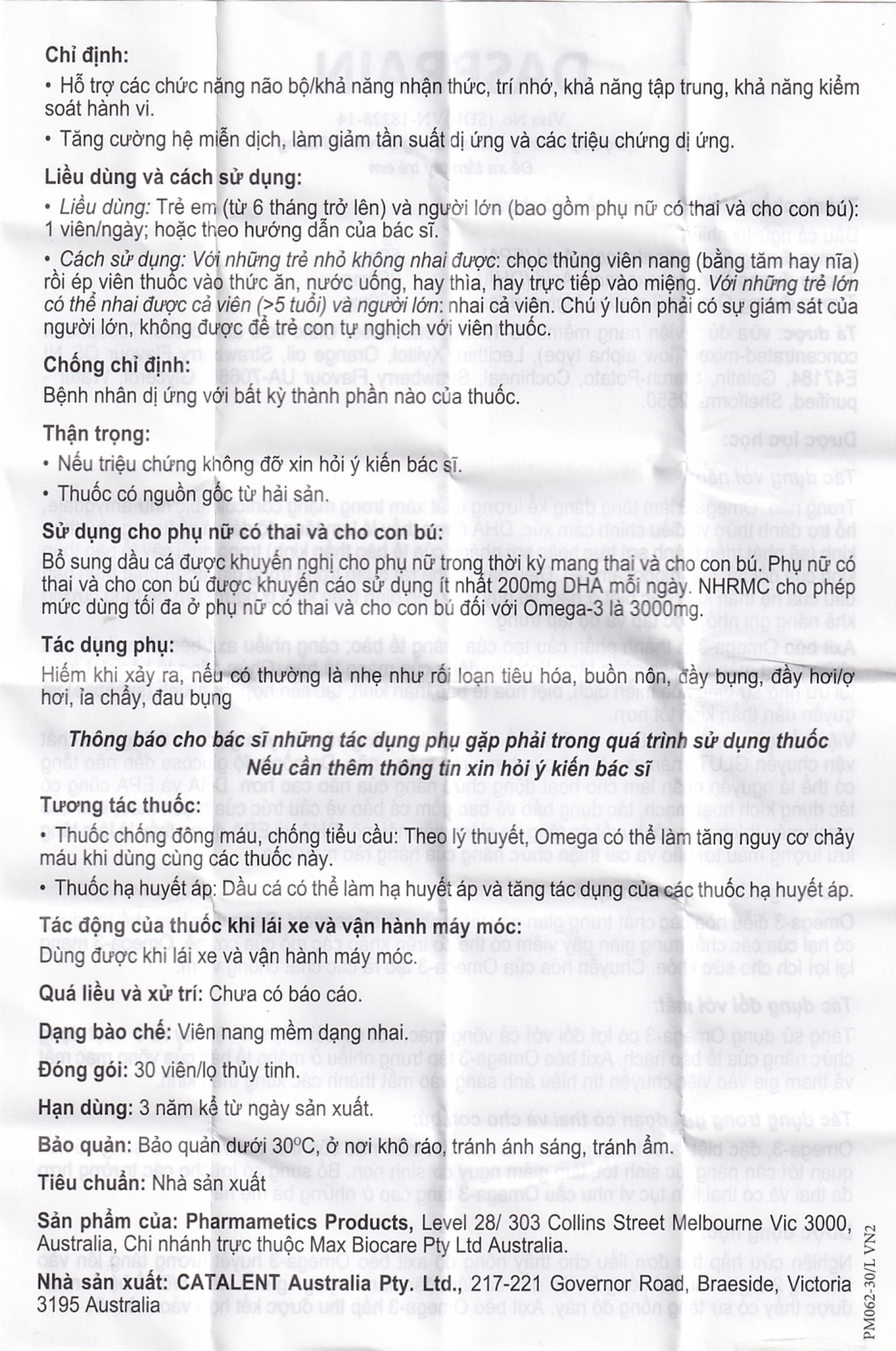 Thuốc Dasbrain Pharmametics hỗ trợ các chức năng não bộ (30 viên)