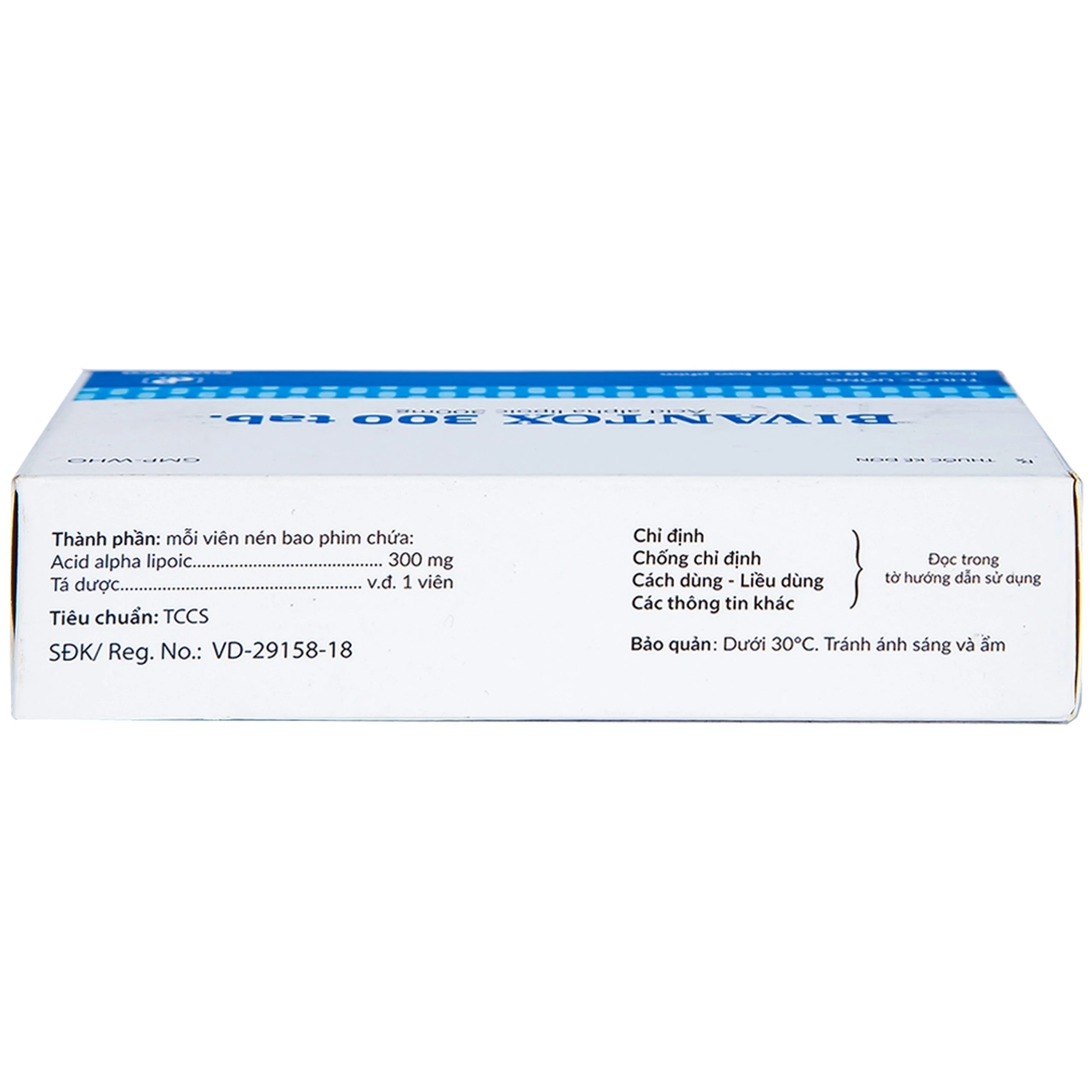 Thuốc uống Bivantox 300 Pharbaco hỗ trợ điều trị rối loạn cảm giác ở những bệnh nhân đái tháo đường (3 vỉ x 10 viên)