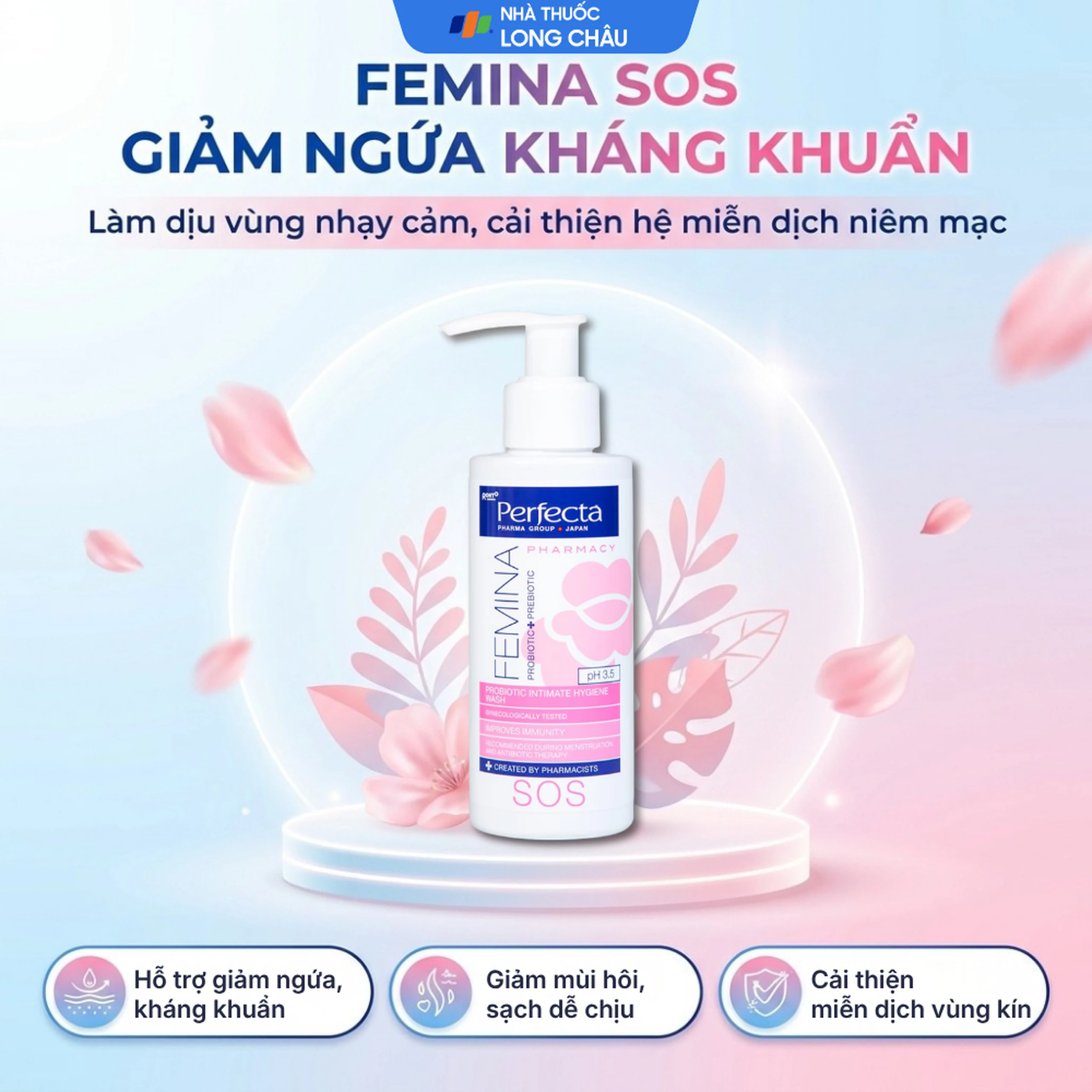 Dung dịch vệ sinh phụ nữ Perfecta Pharmacy Femina SOS hỗ trợ giảm ngứa, kháng khuẩn (150ml) 2