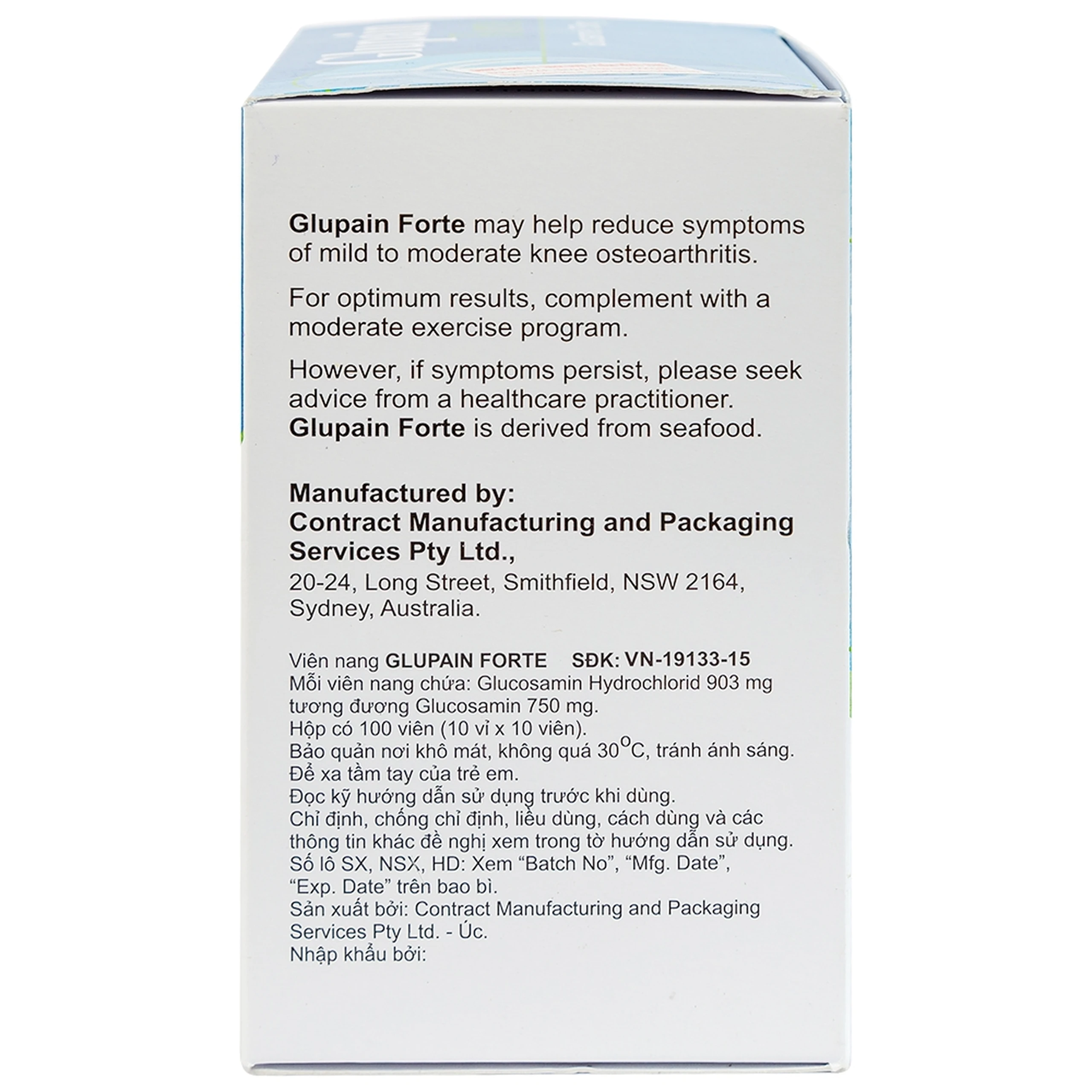 Thuốc Glupain Forte 750mg CMPS giảm thoái hoá khớp (10 vỉ x 10 viên)