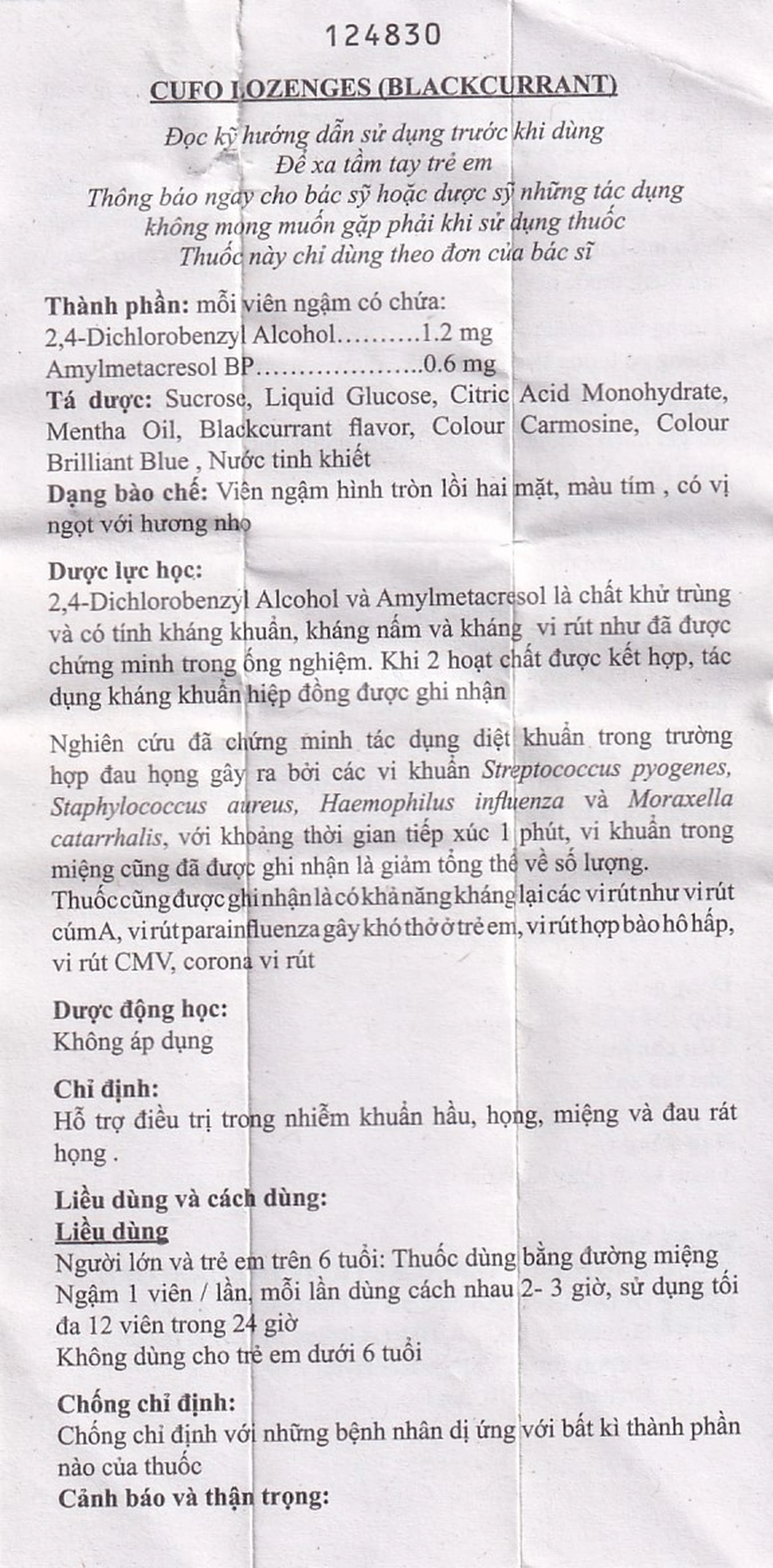 Viên ngậm Cufo Lozenges vị nho hỗ trợ điều trị trong nhiễm khuẩn hầu, họng, miệng (2 vỉ x 12 viên)