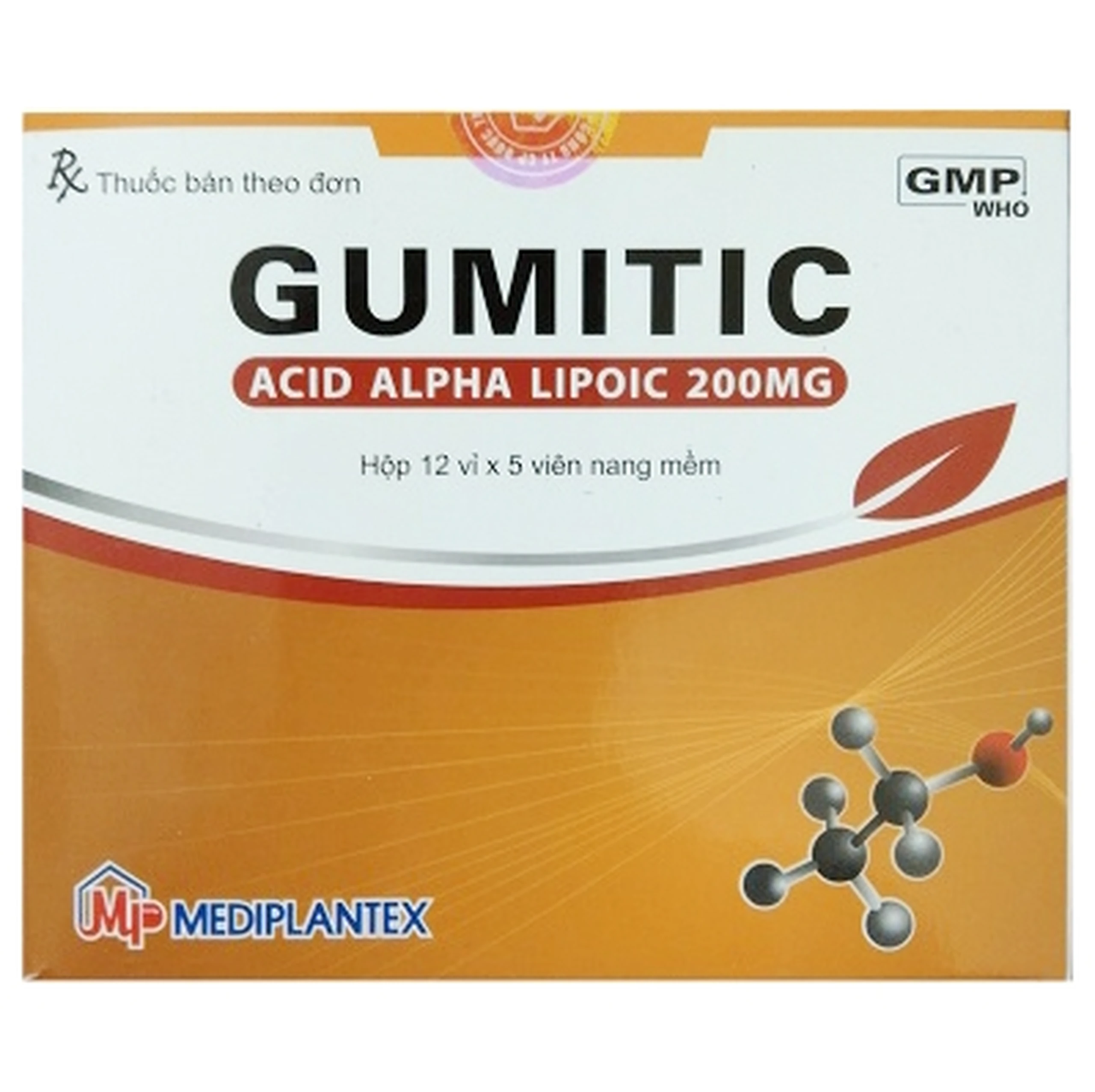 Thuốc Gumitic 200mg Mediplantex điều trị rối loạn cảm giác do viêm đa dây thần kinh đái tháo đường (12 vỉ x 5 viên) 1