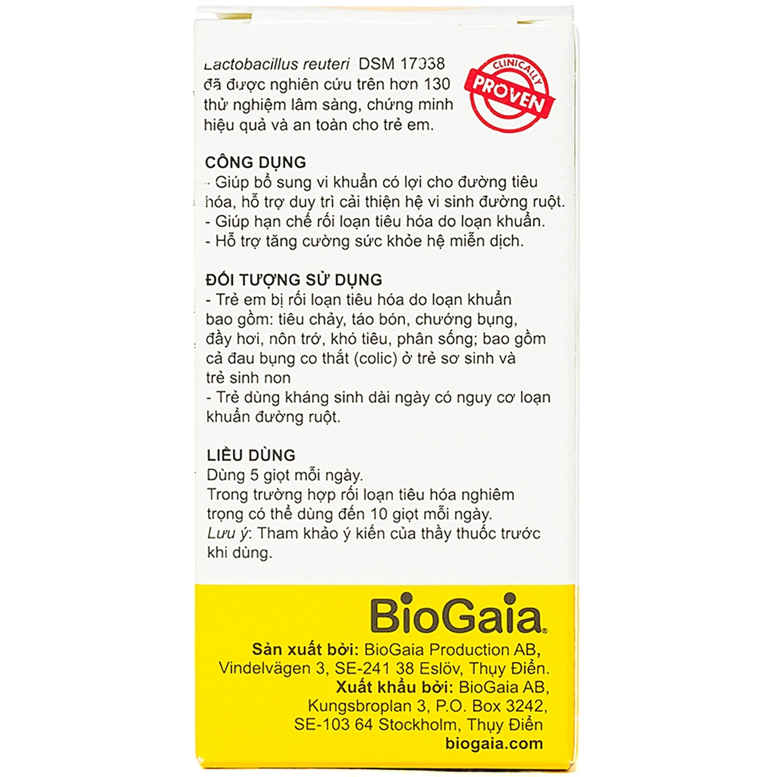 Bổ sung lợi khuẩn cho đường tiêu hóa BioGaia Protectis Baby Drops (5ml)