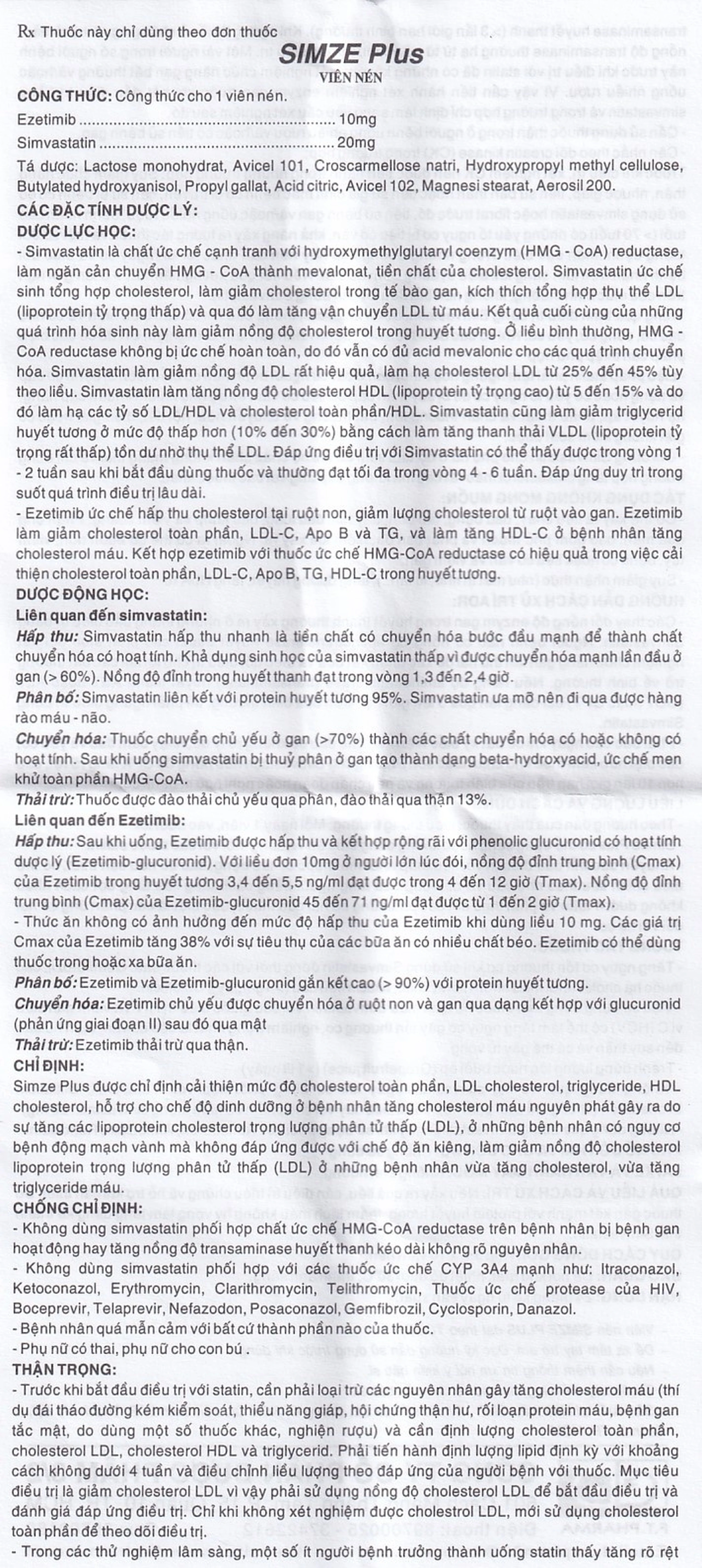 Thuốc Simze Plus 20mg/10mg Dược 3-2 cải thiện mức độ Cholesterol toàn phần (3 vỉ x 10 viên)