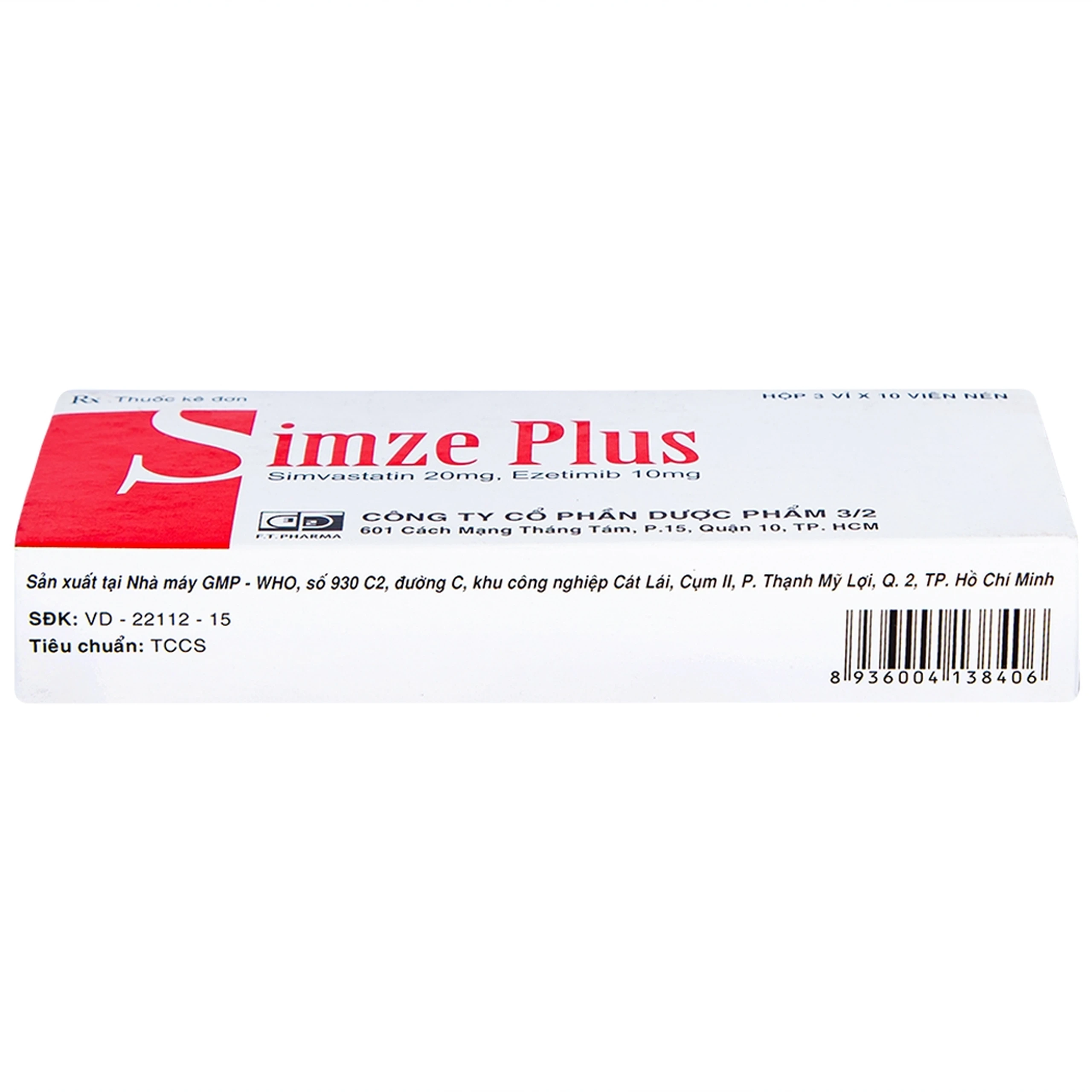 Thuốc Simze Plus 20mg/10mg Dược 3-2 cải thiện mức độ Cholesterol toàn phần (3 vỉ x 10 viên)
