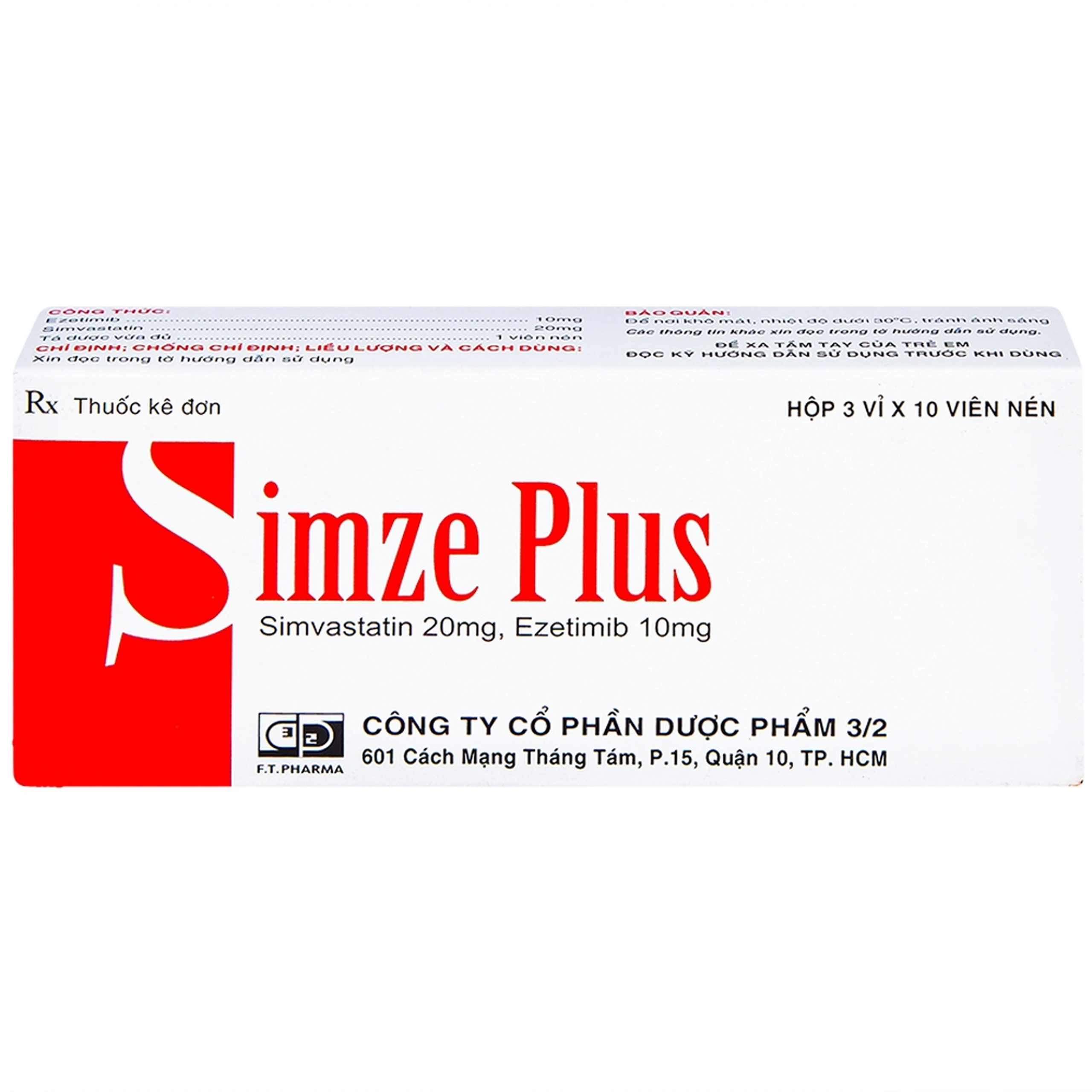 Thuốc Simze Plus 20mg/10mg Dược 3-2 cải thiện mức độ Cholesterol toàn phần (3 vỉ x 10 viên)