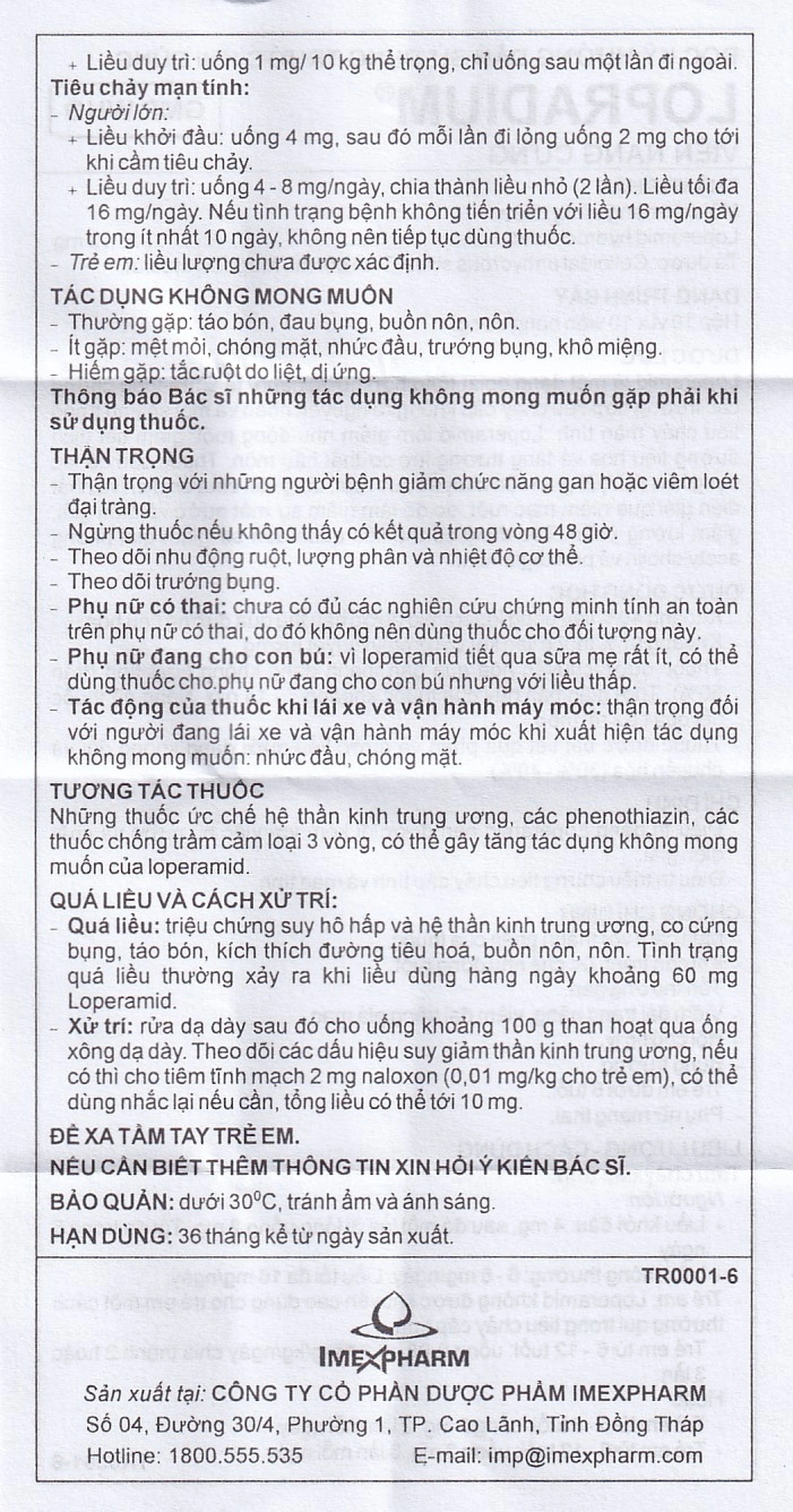 Viên nang cứng Lopradium 2mg Imexpharm điều trị tiêu chảy cấp, bù nước và chất điện giải (10 vỉ x 10 viên) 