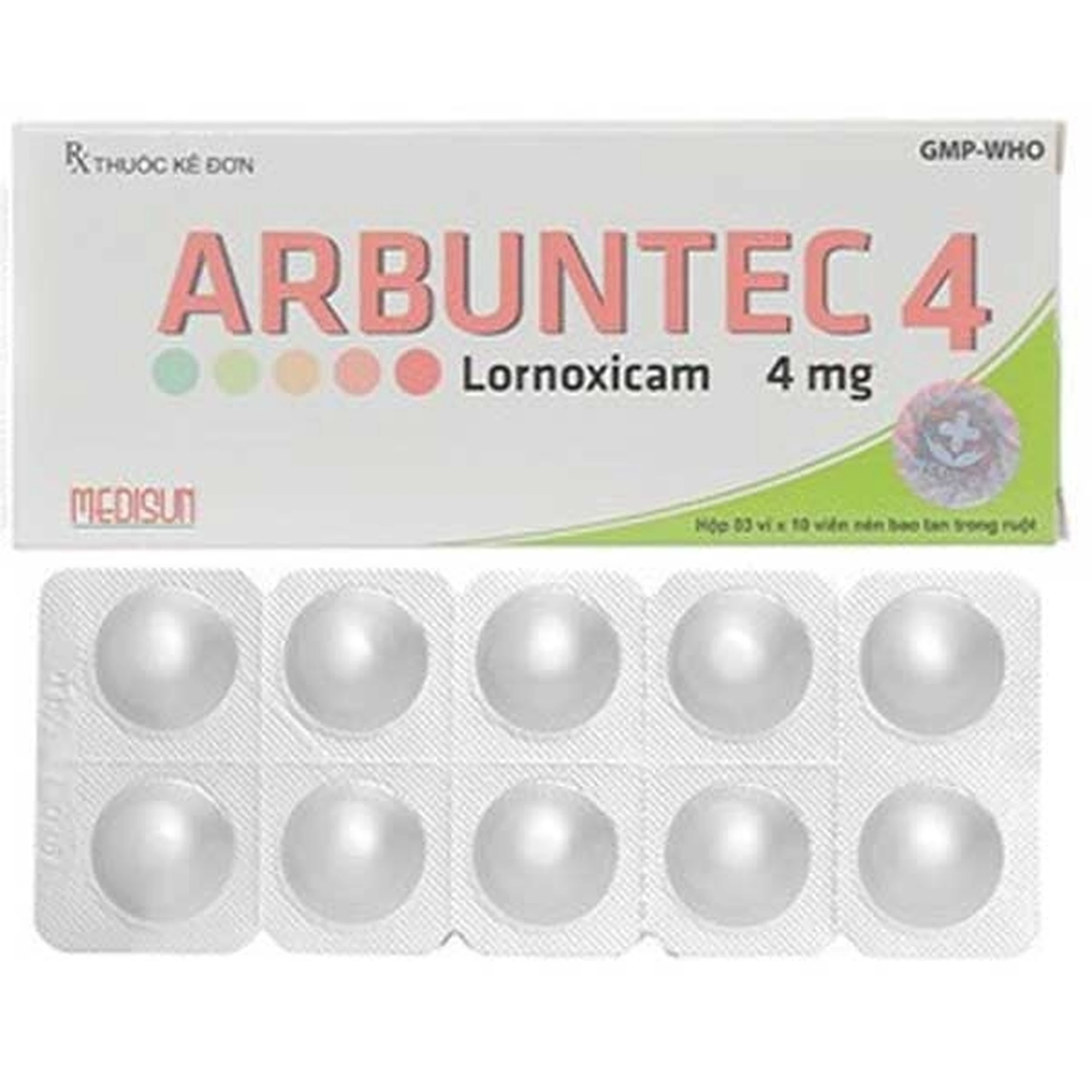 Thuốc Arbuntec 4 Medisun điều trị ngắn hạn từ đau nhẹ đến đau vừa (3 vỉ x 10 viên)