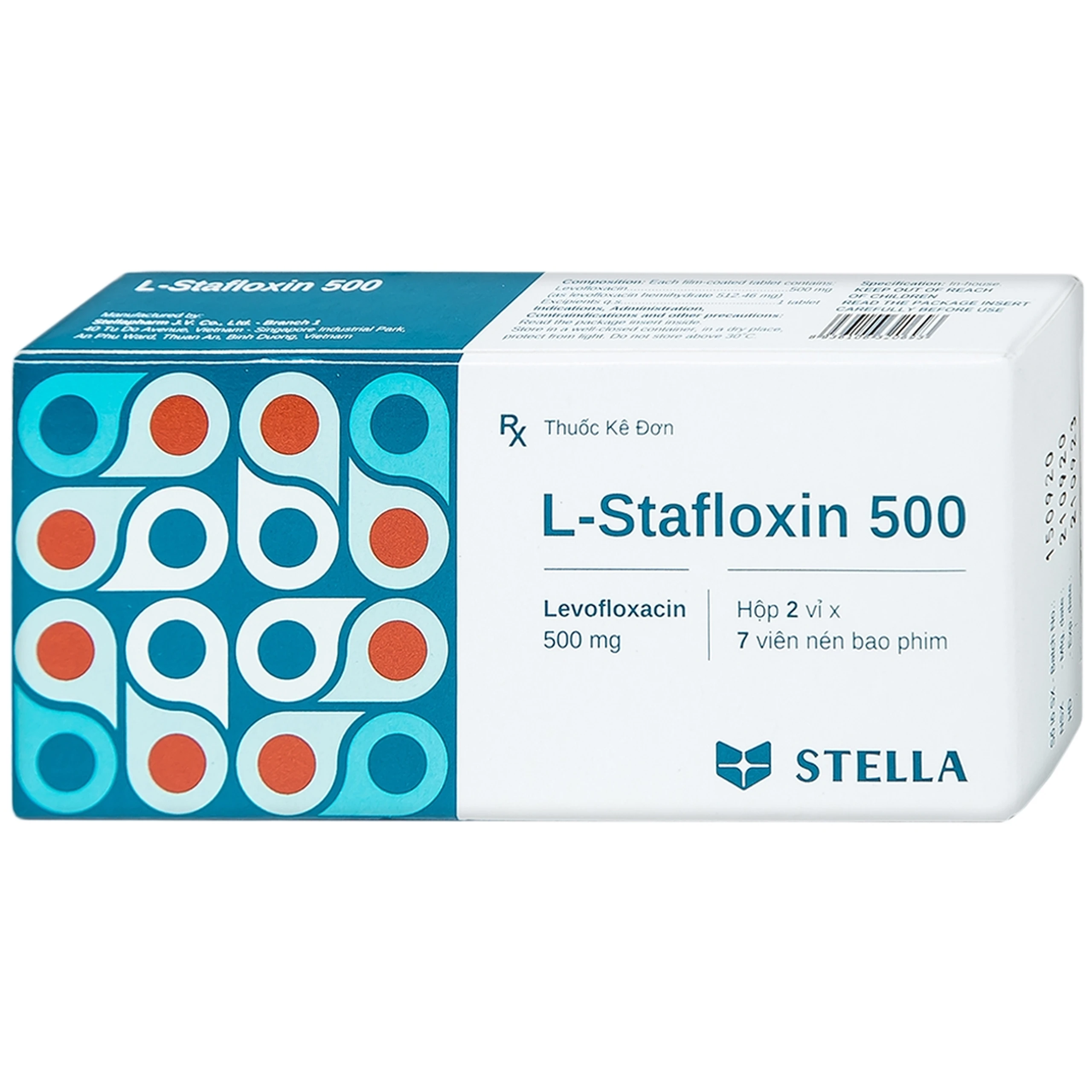 Thuốc L-Stafloxin 500 Stella điều trị nhiễm khuẩn (2 vỉ x 7 viên)