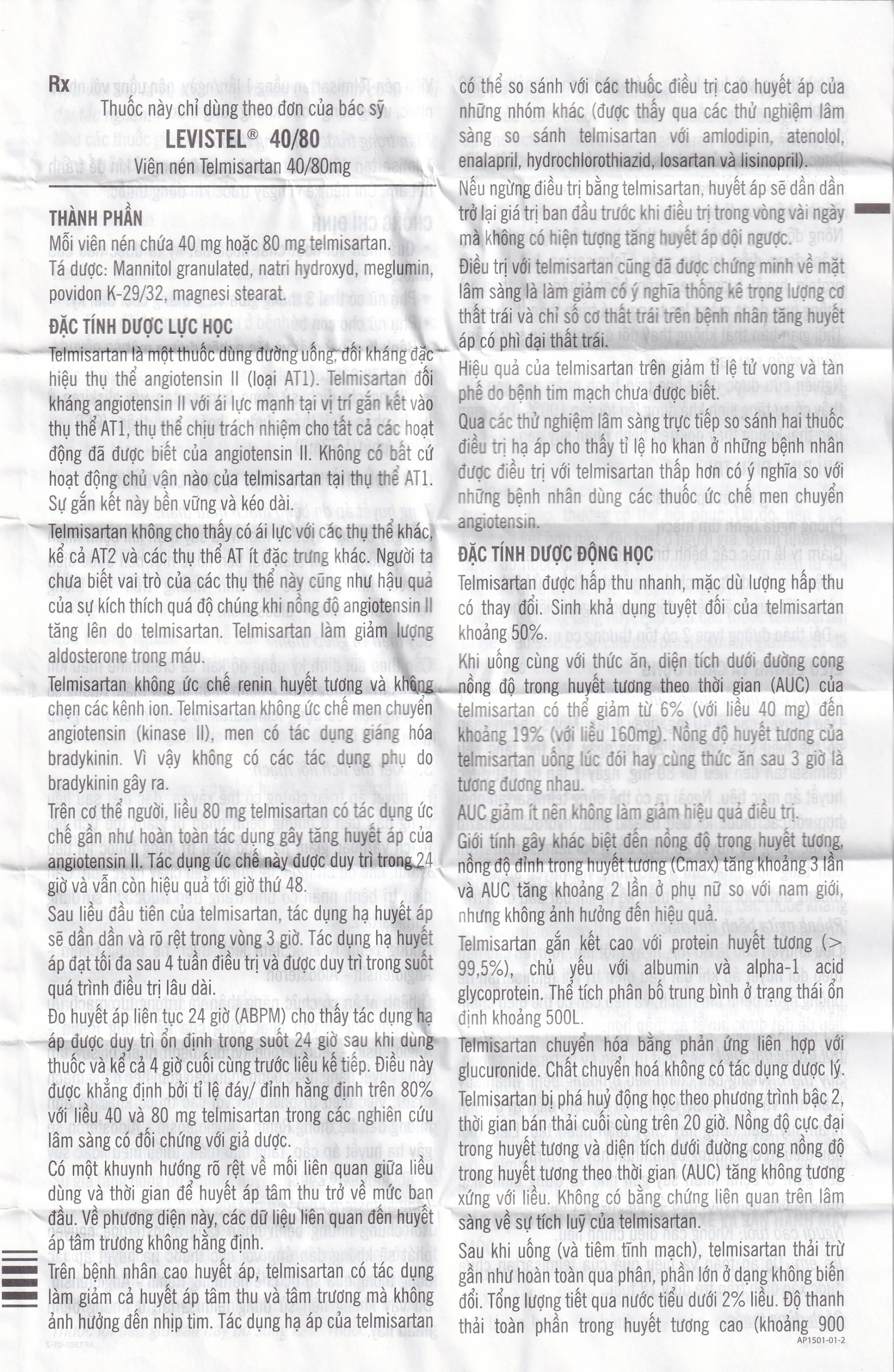 Viên nén Levistel 80 Tada Pharma điều trị tăng huyết áp, suy tim (4 vỉ x 7 viên)