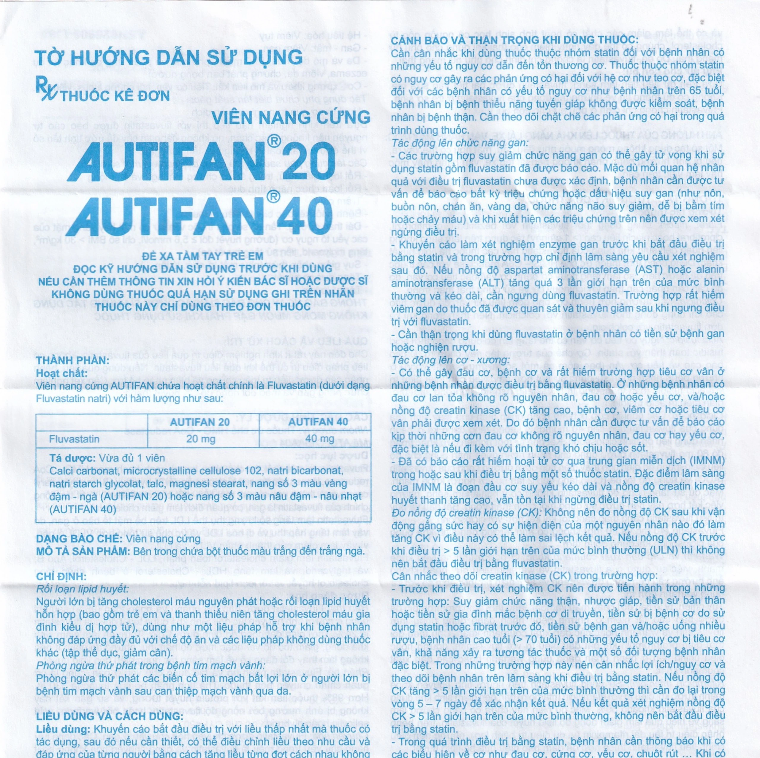 Thuốc Autifan 40 An Thiên điều trị rối loạn lipid huyết (3 vỉ x 10 viên)