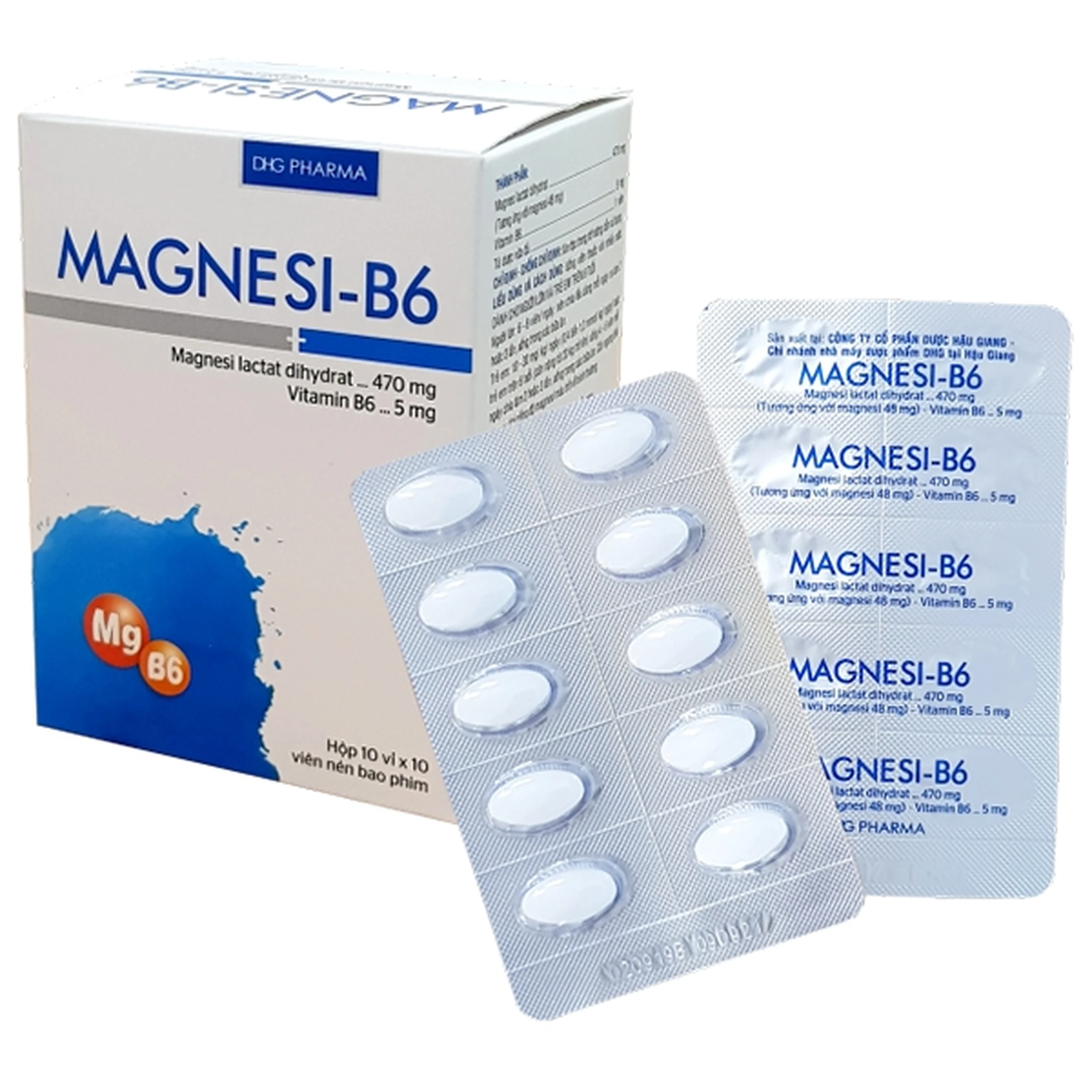 Viên nén Magnesi-B6 DHG Pharma giảm các triệu chứng thiếu hụt magnesi, nôn mửa, khó chịu (10 vỉ x 10 viên)
