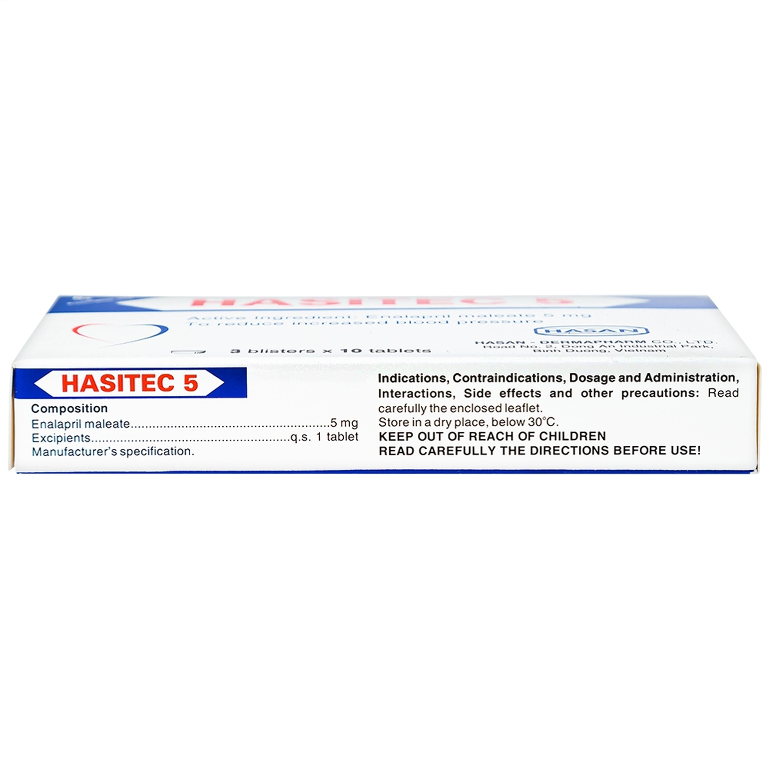 Thuốc Hasitec 5 Hasan điều trị tăng huyết áp, suy tim (3 vỉ x 10 viên)
